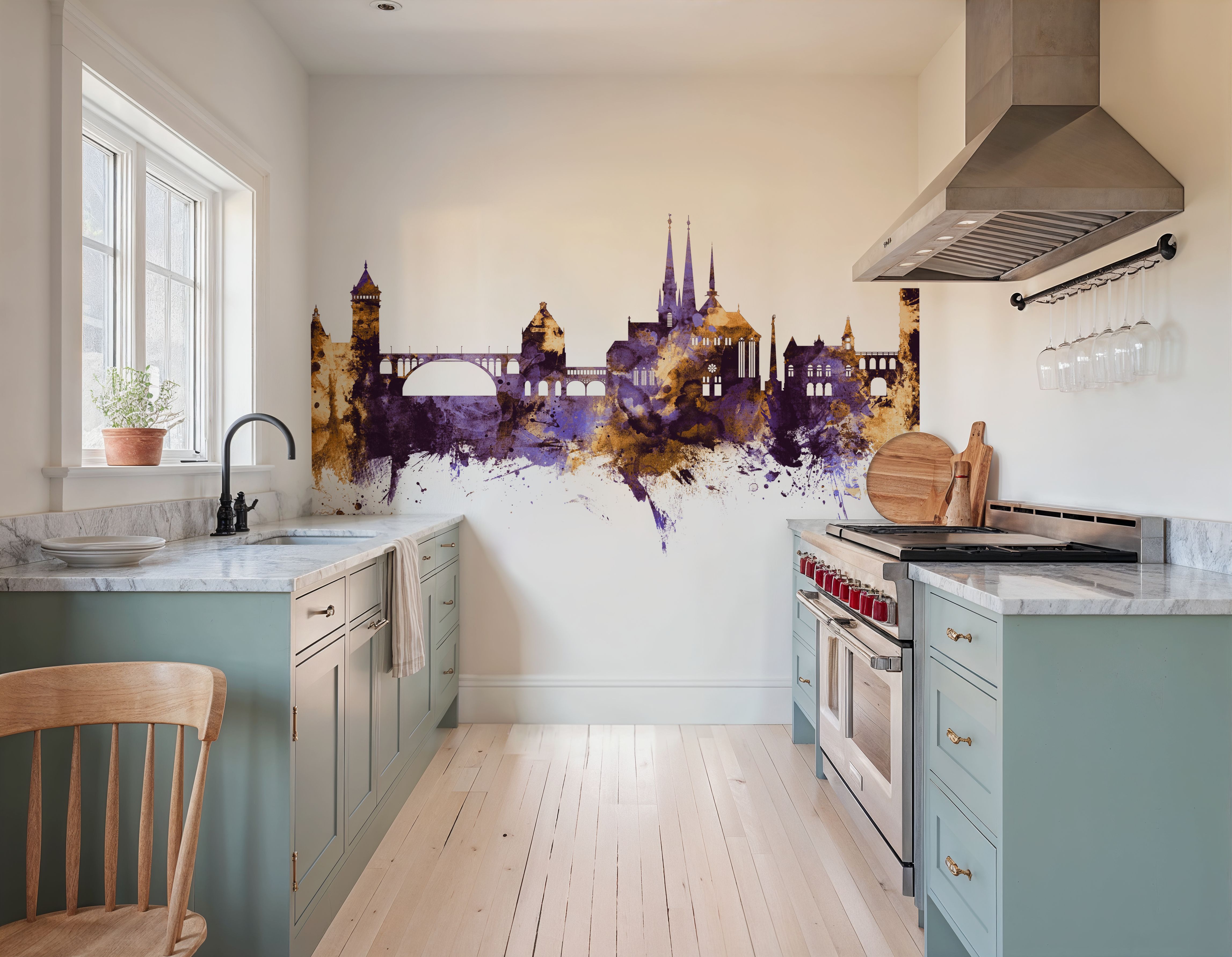Luxembourg City Skyline Purple & Gold