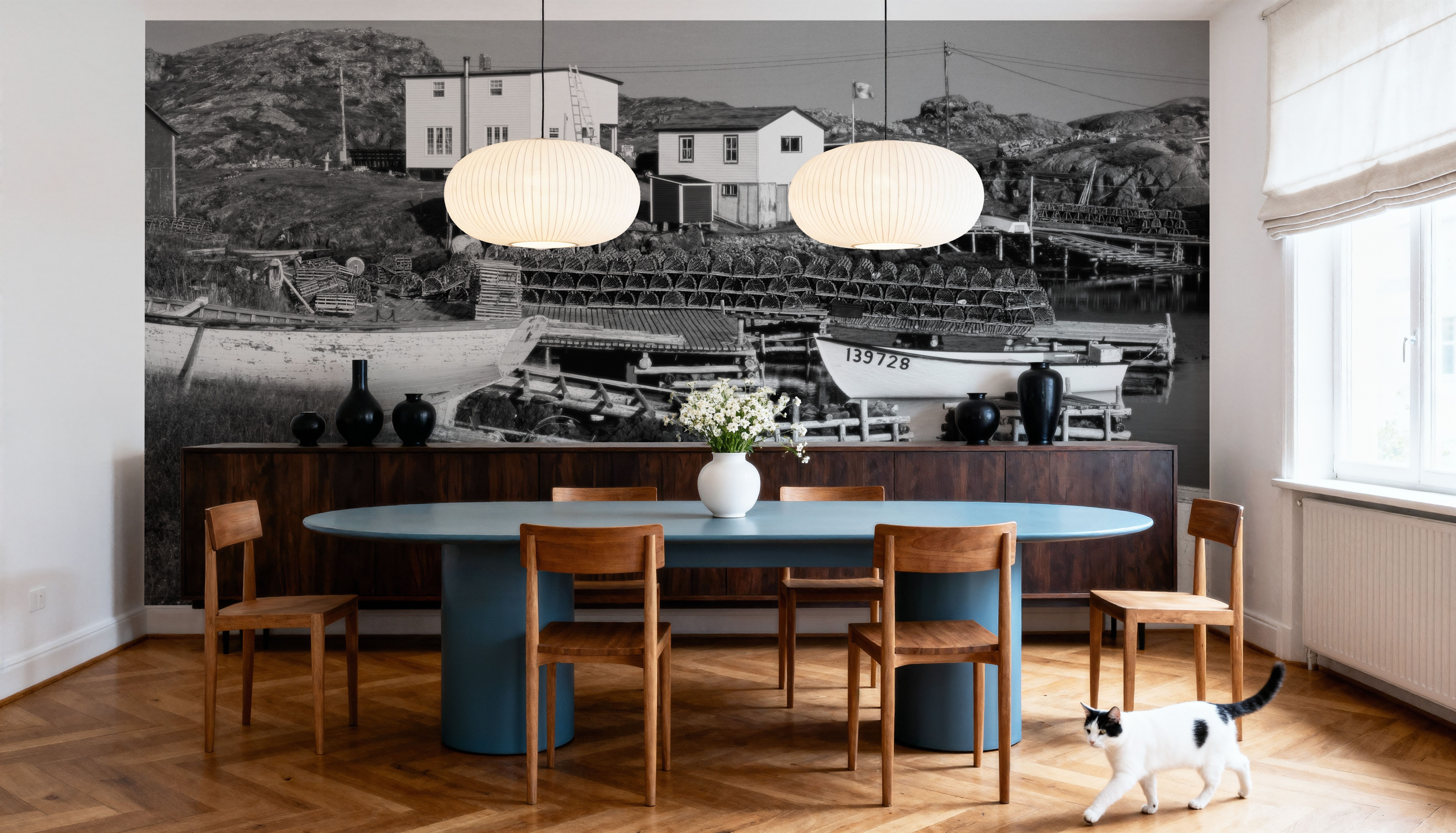 Newfoundland Harbour BW, Wallpaper