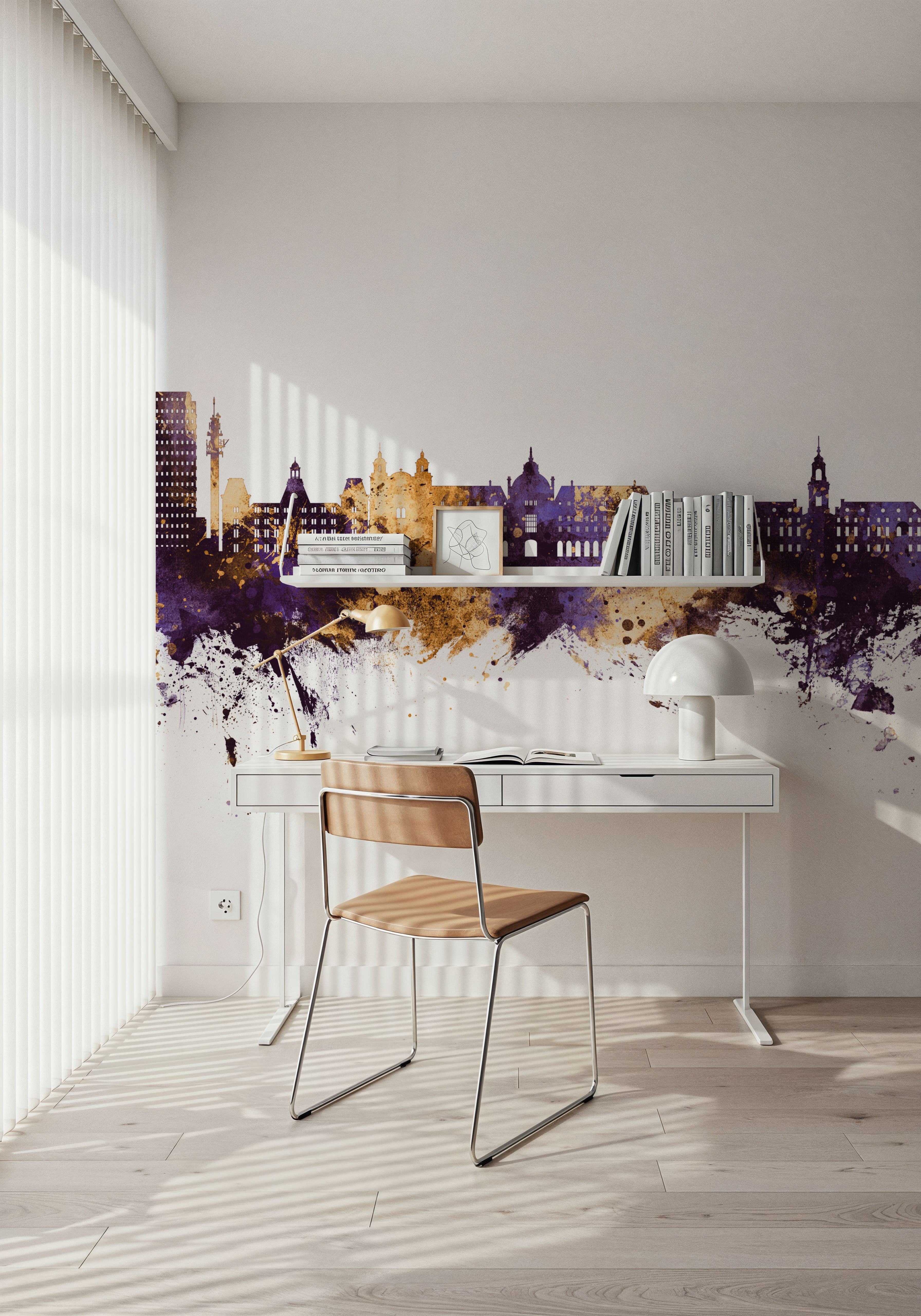 Rennes France Skyline Purple & Gold