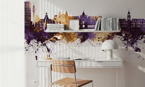 Rennes France Skyline Purple & Gold