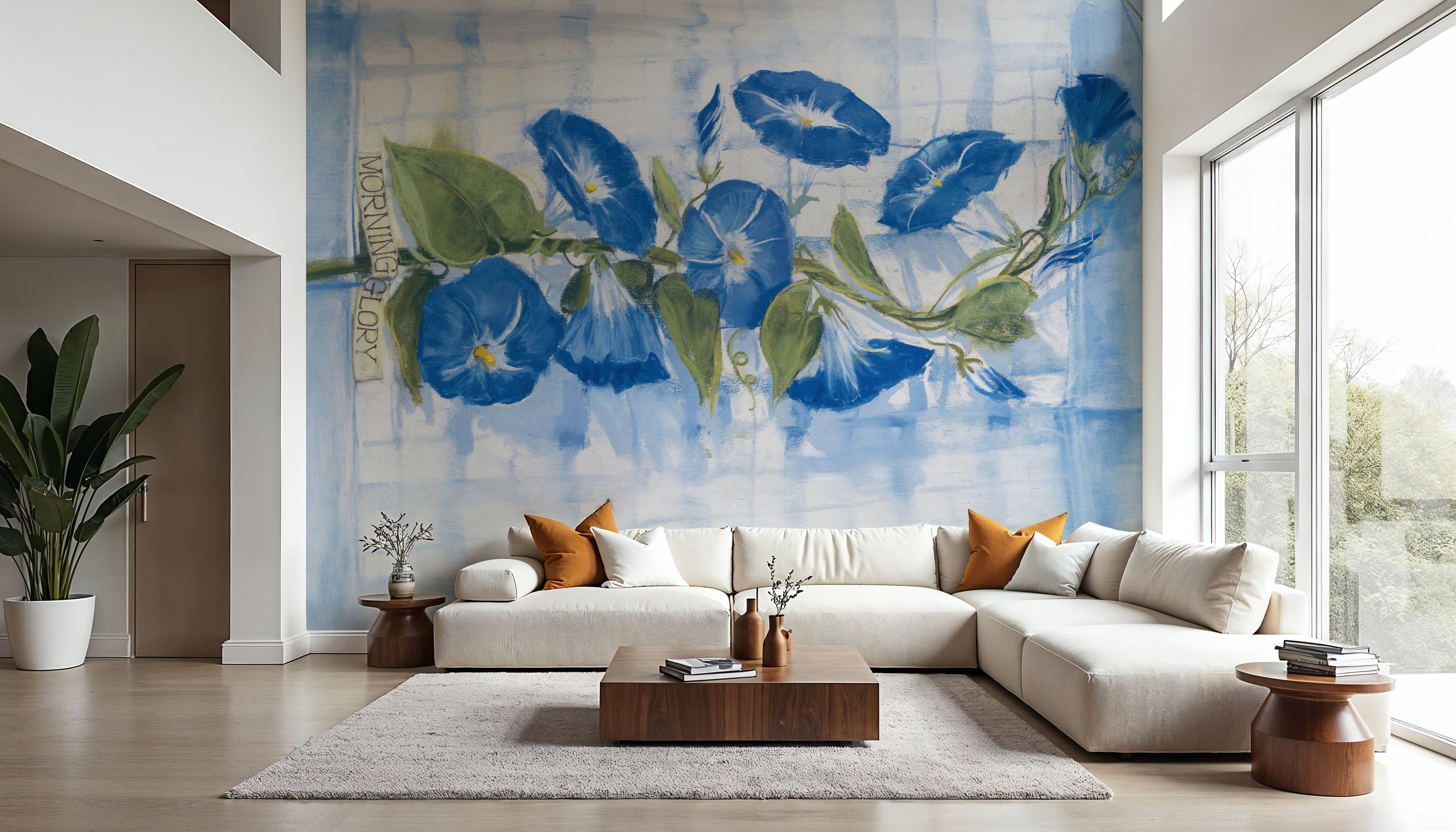 Morning Glory on linen