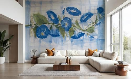 Morning Glory on linen
