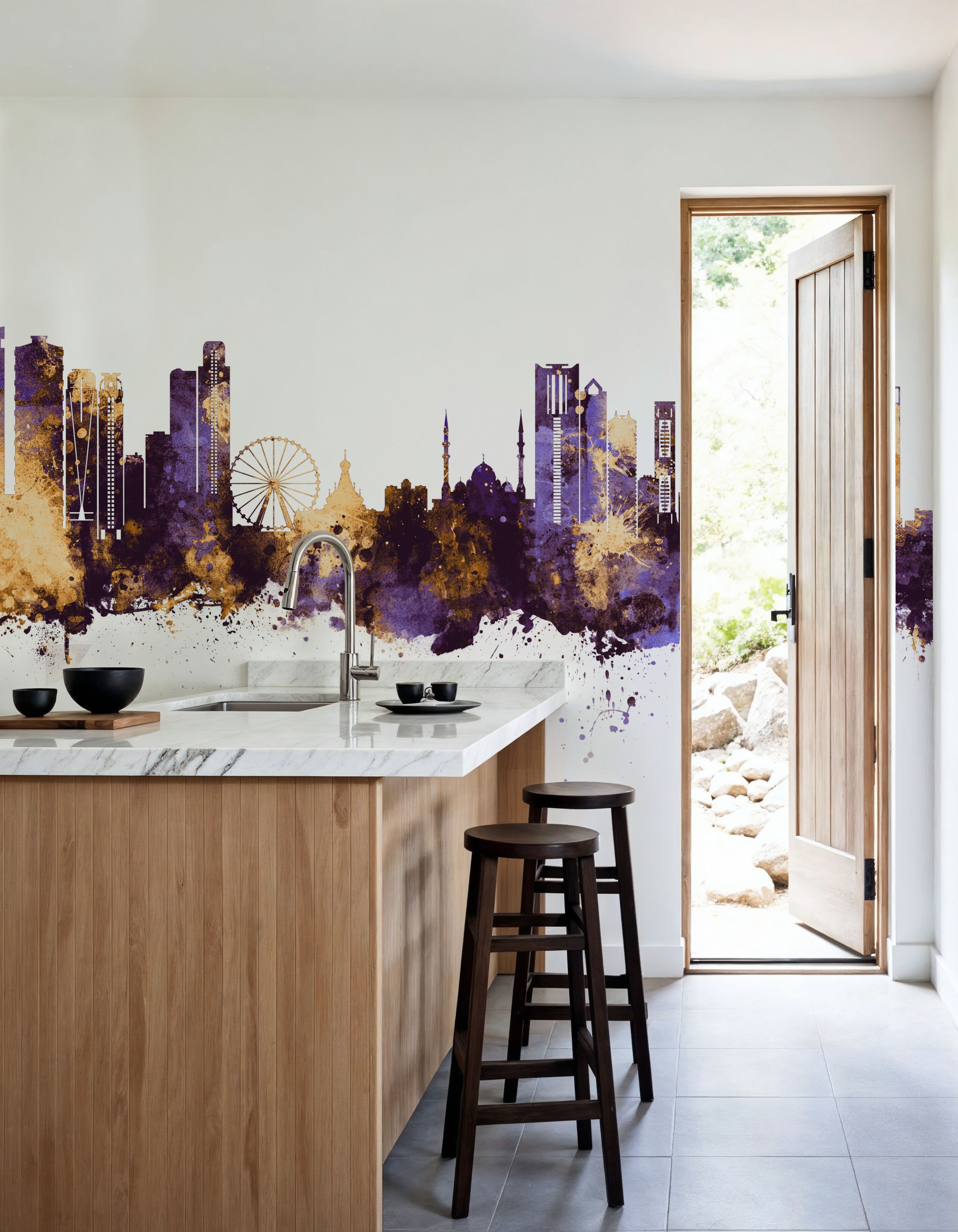 Sharjah Skyline Purple & Gold