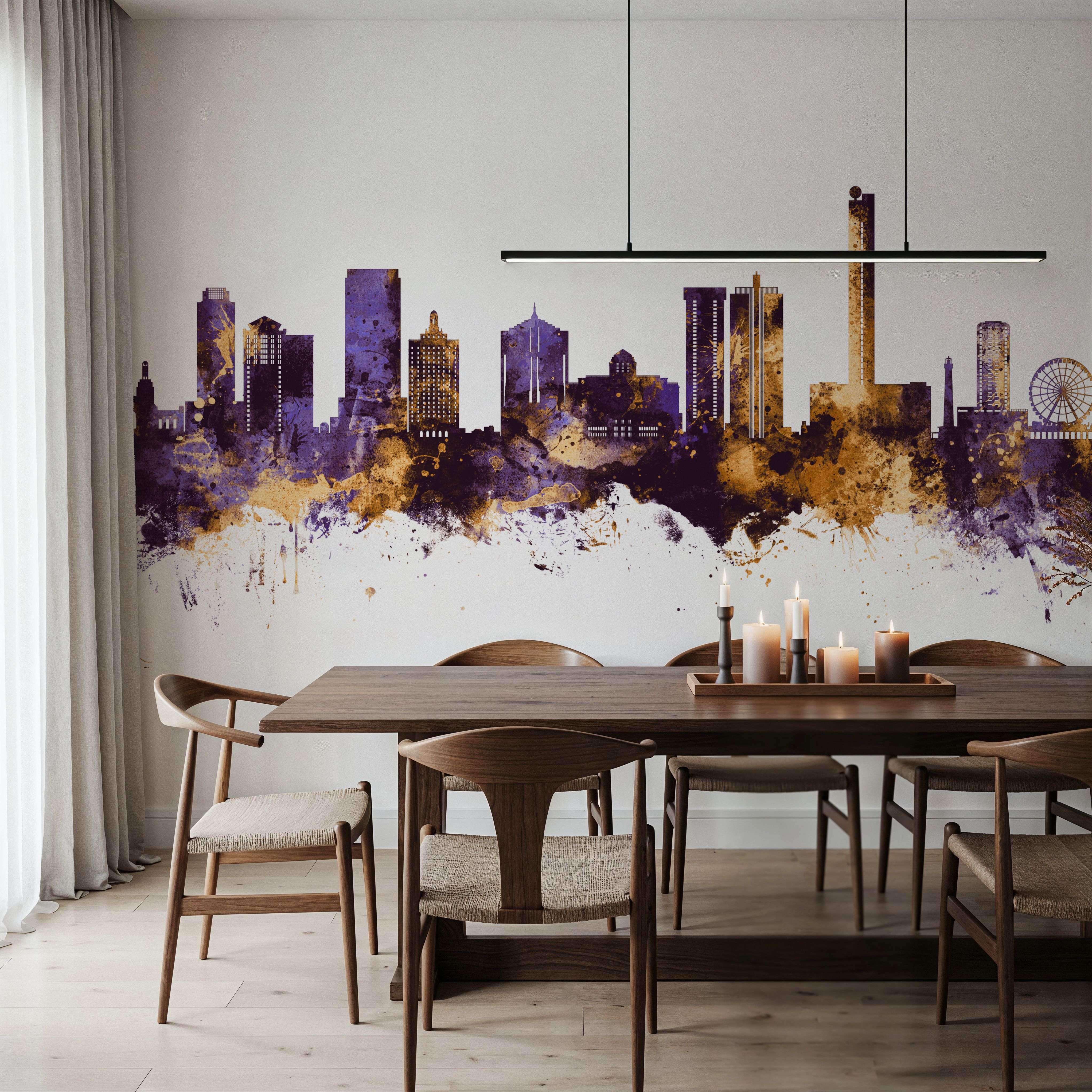 Atlantic City New Jersey Skyline Purple & Gold