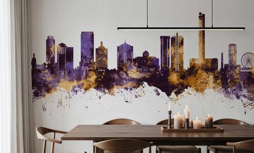 Atlantic City New Jersey Skyline Purple & Gold
