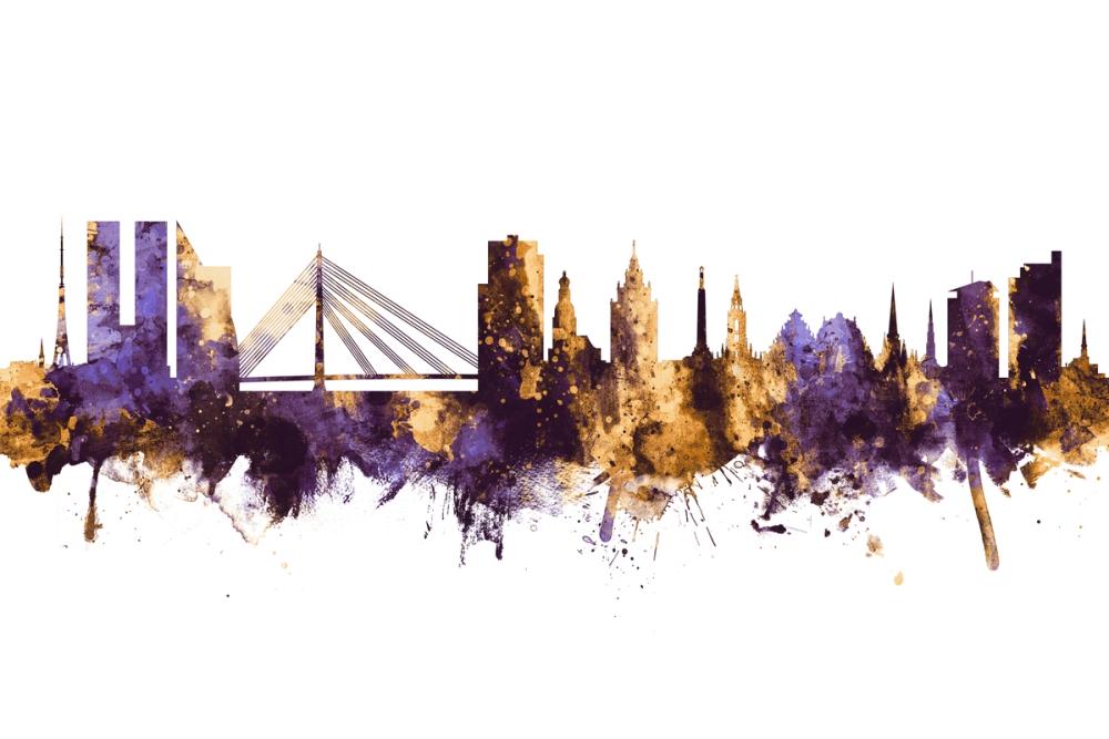Riga Latvia Skyline Purple & Gold