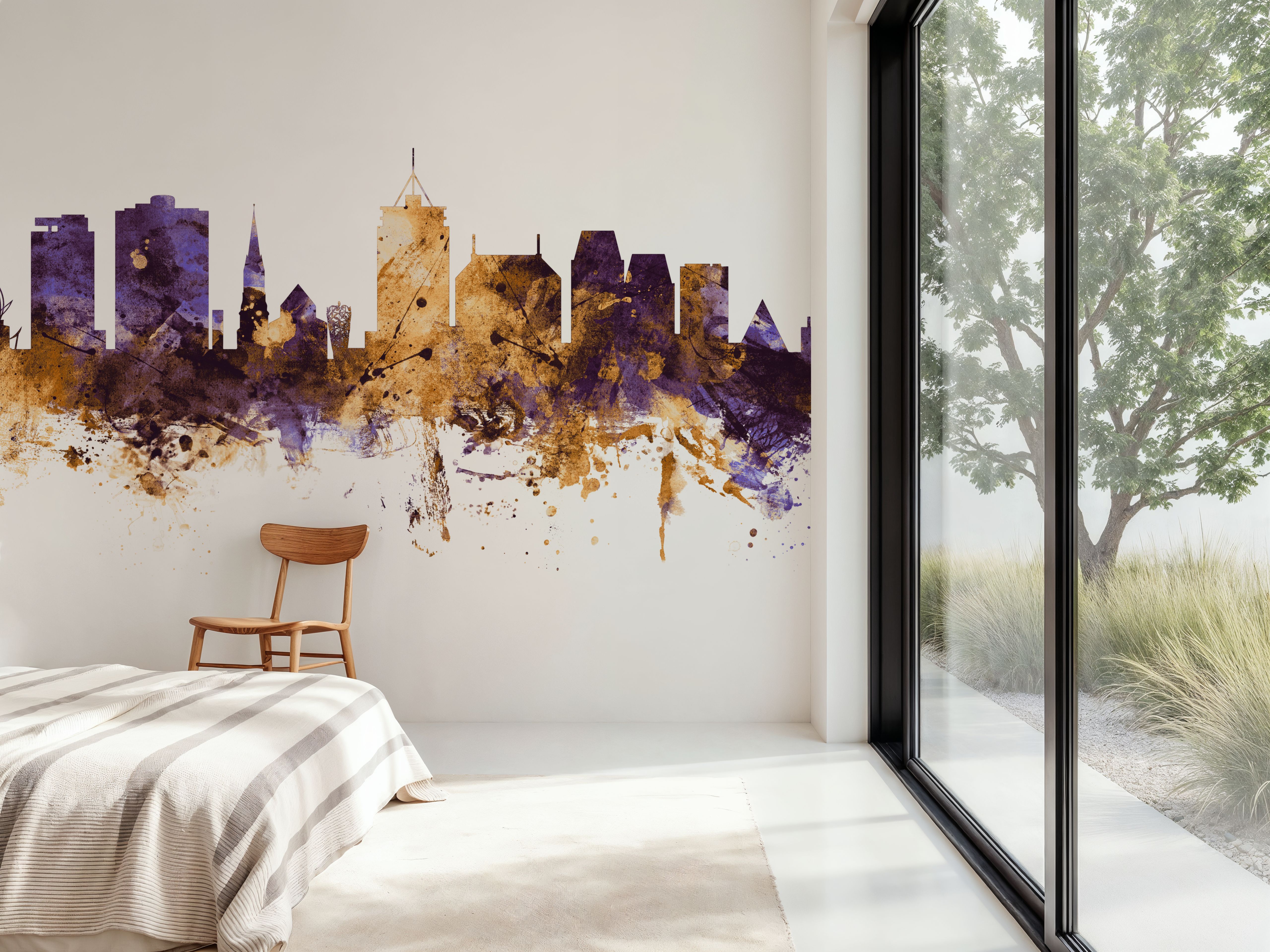 Christchurch New Zealand Skyline Purple & Gold