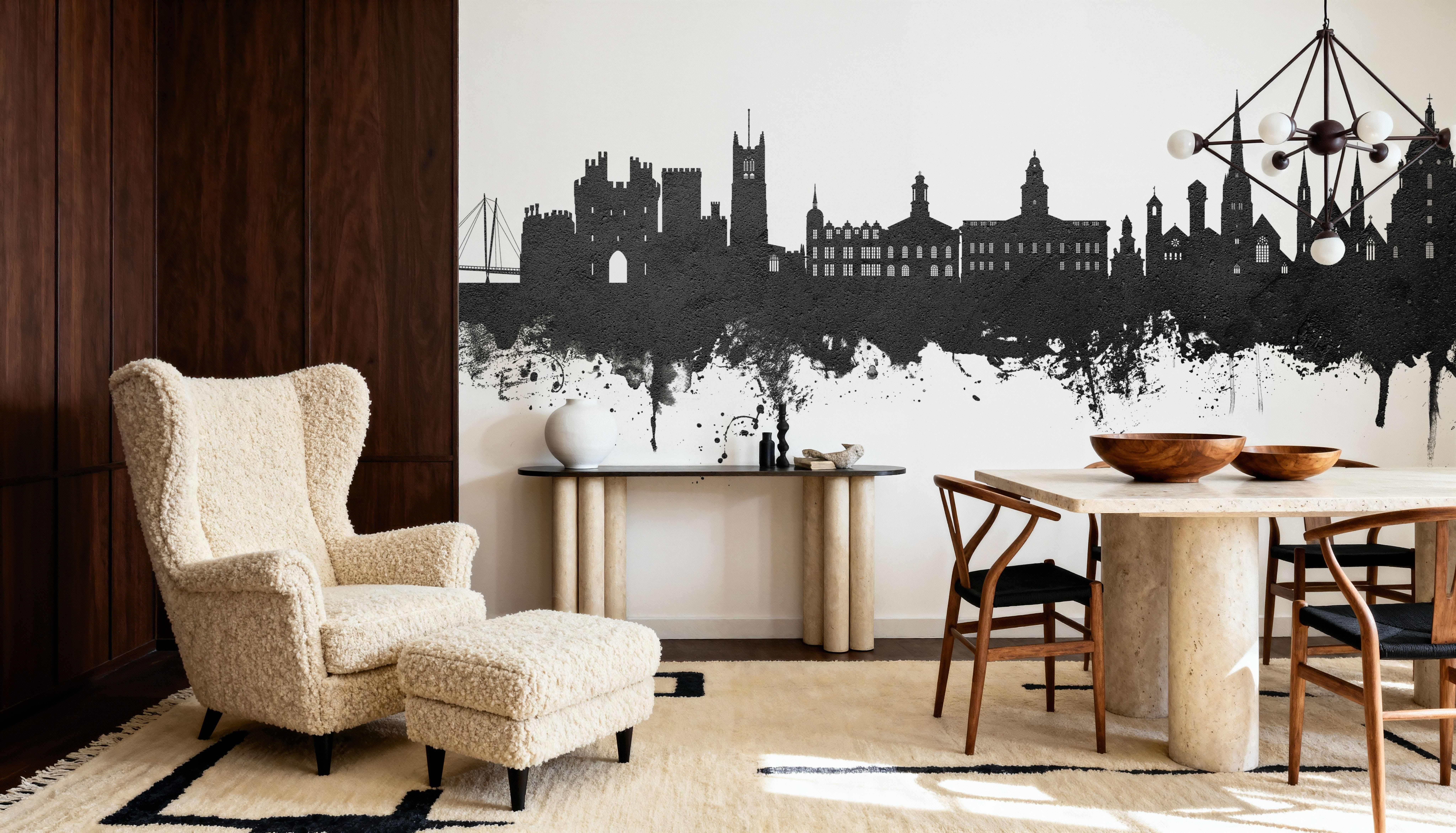 Lancaster England Skyline Black & White