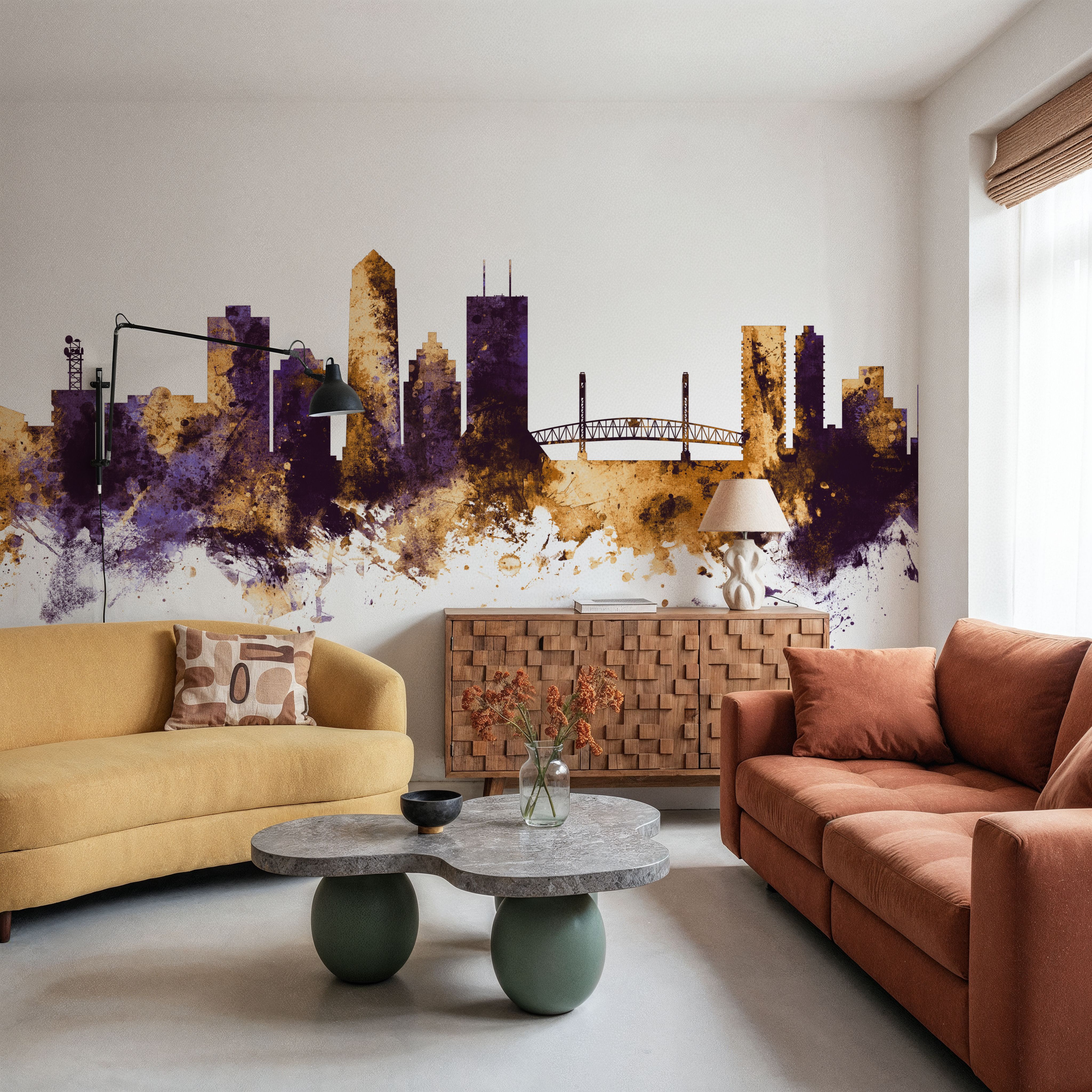 Jacksonville Florida Skyline Purple & Gold