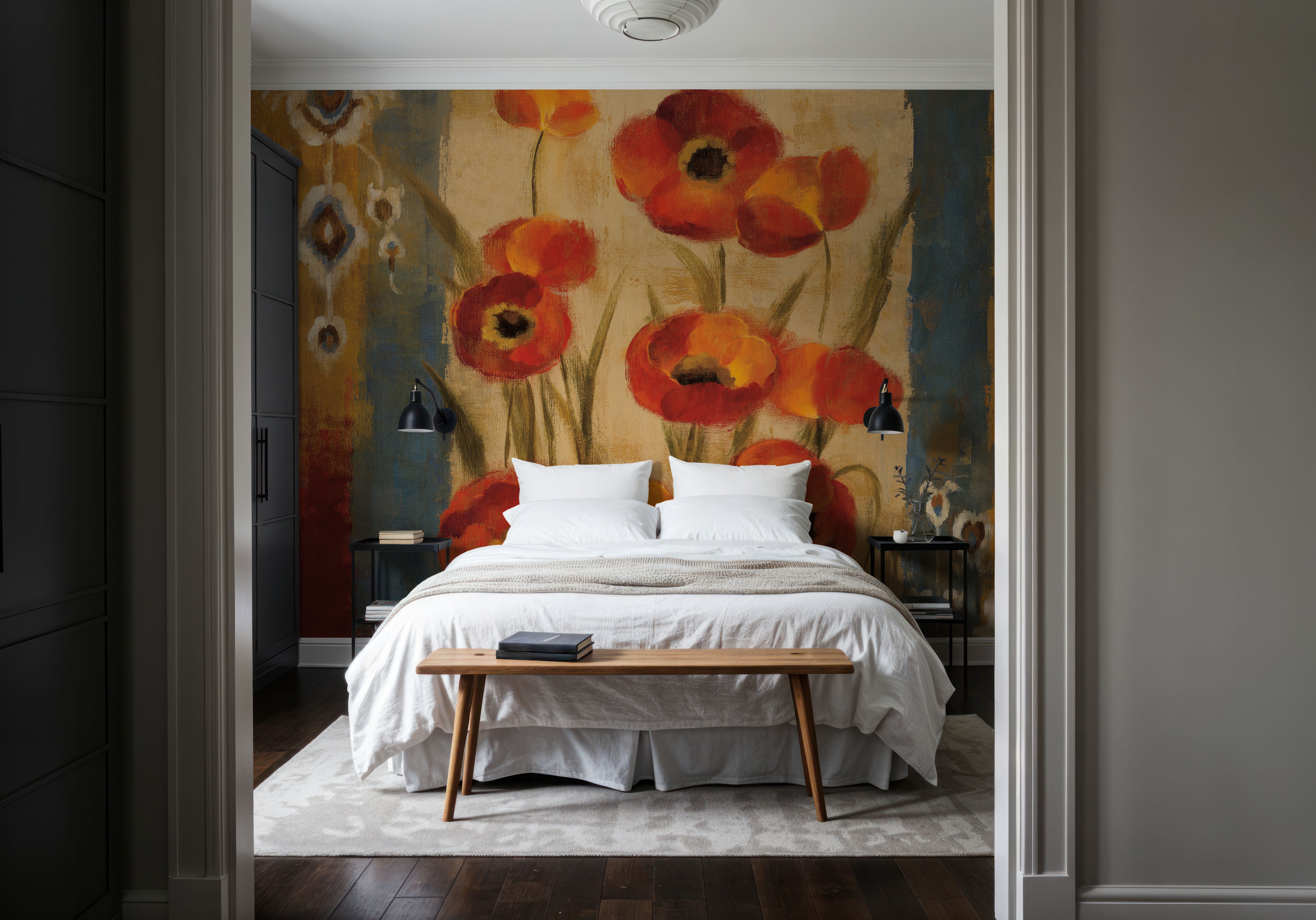 Ikat Floral Tapestry, Wallpaper