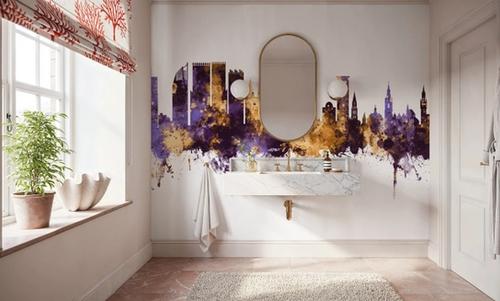The Hauge Netherlands Skyline Purple & Gold