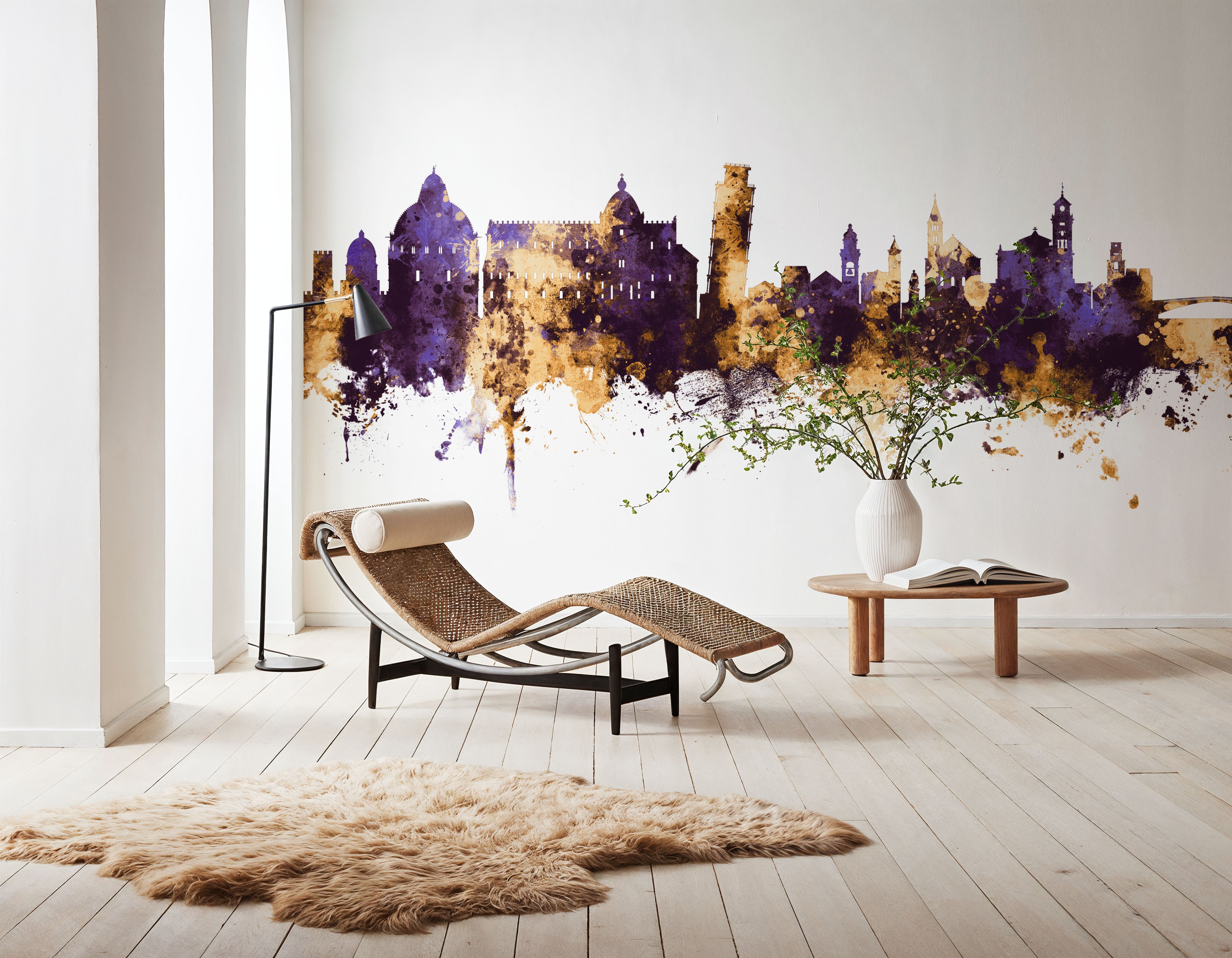 Pisa Italy Skyline Purple & Gold