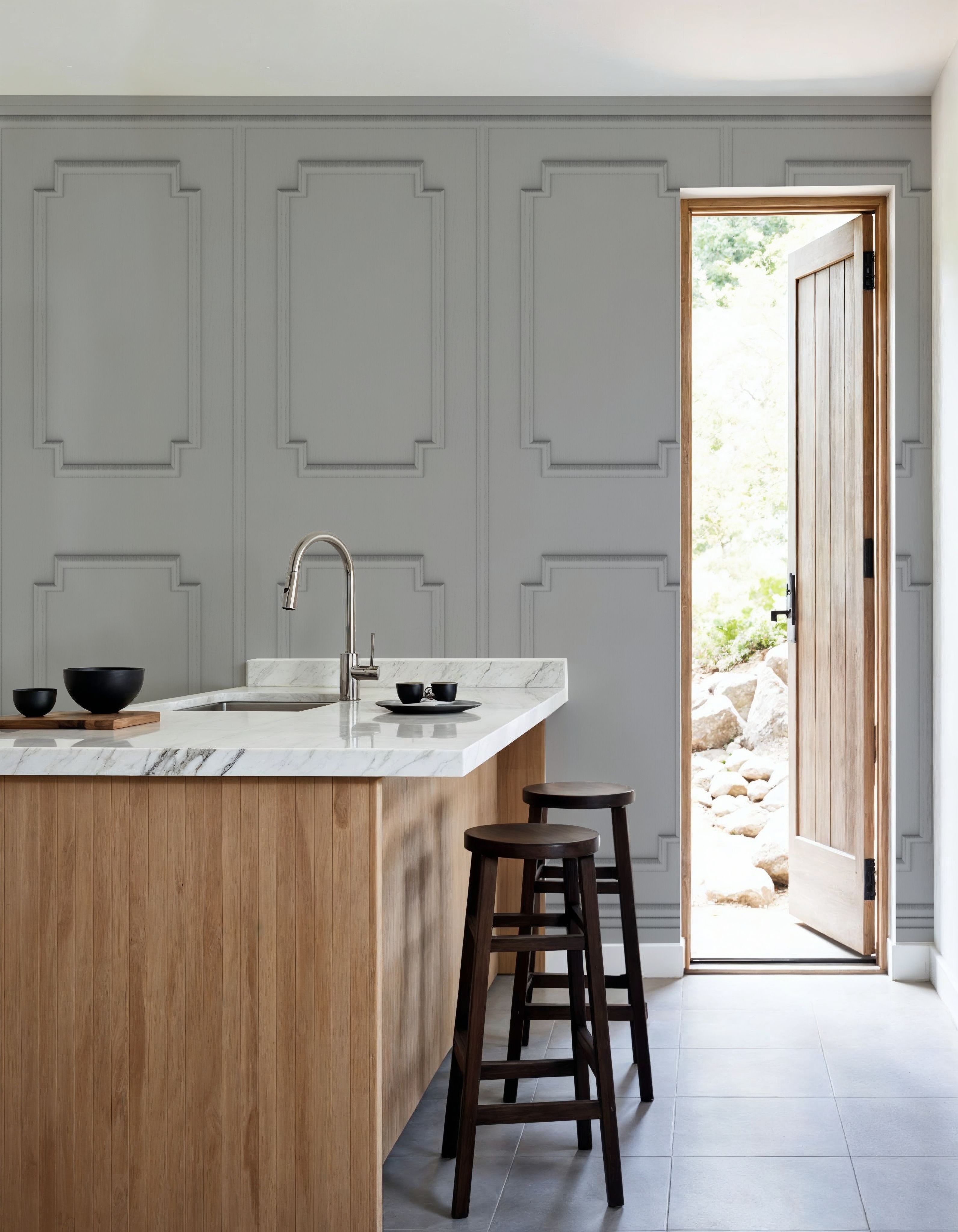 Faux Wall Panel Moulding, Light Gray