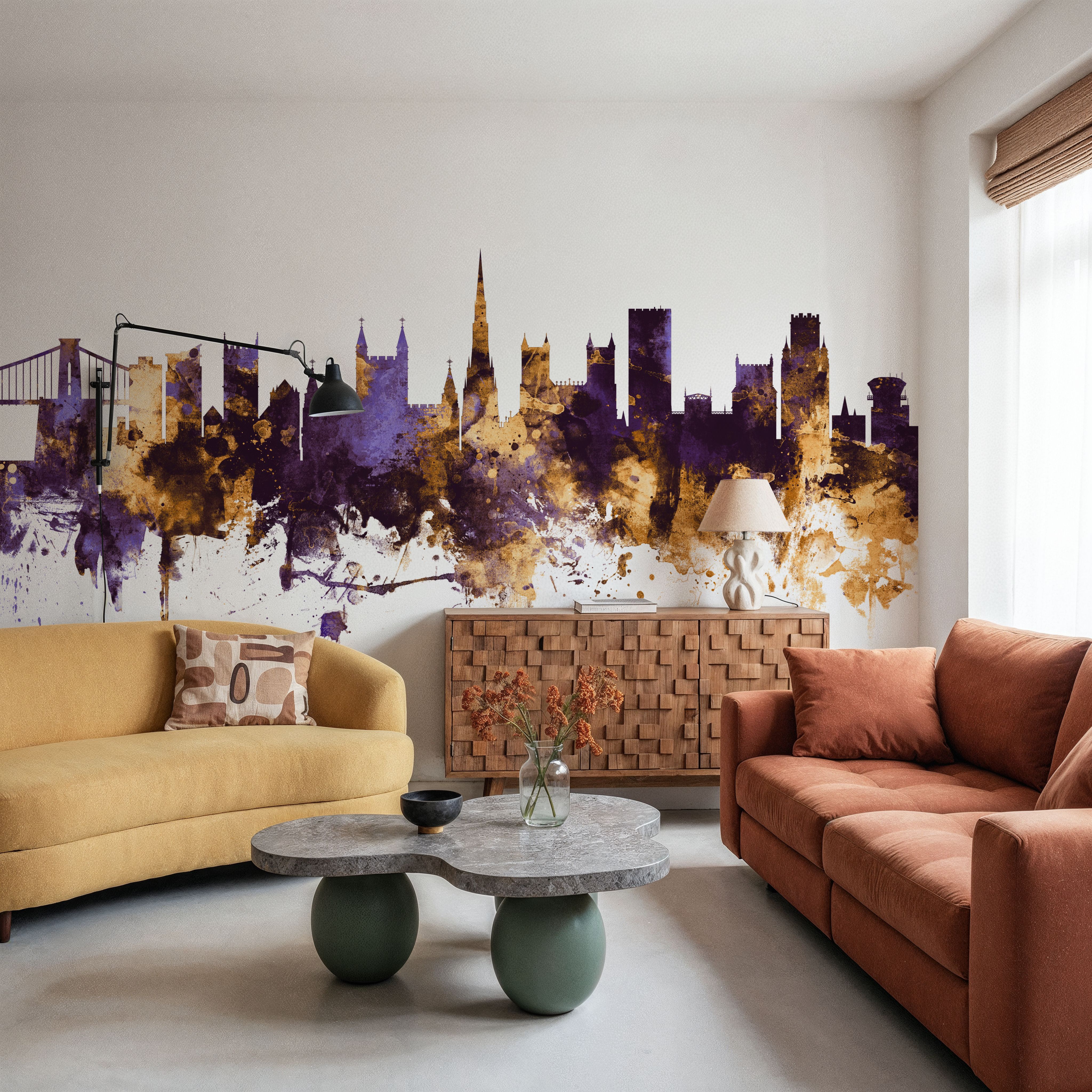 Bristol England Skyline Purple & Gold