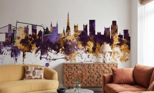 Bristol England Skyline Purple & Gold