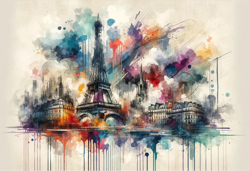 Watercolor Skyline Paris II