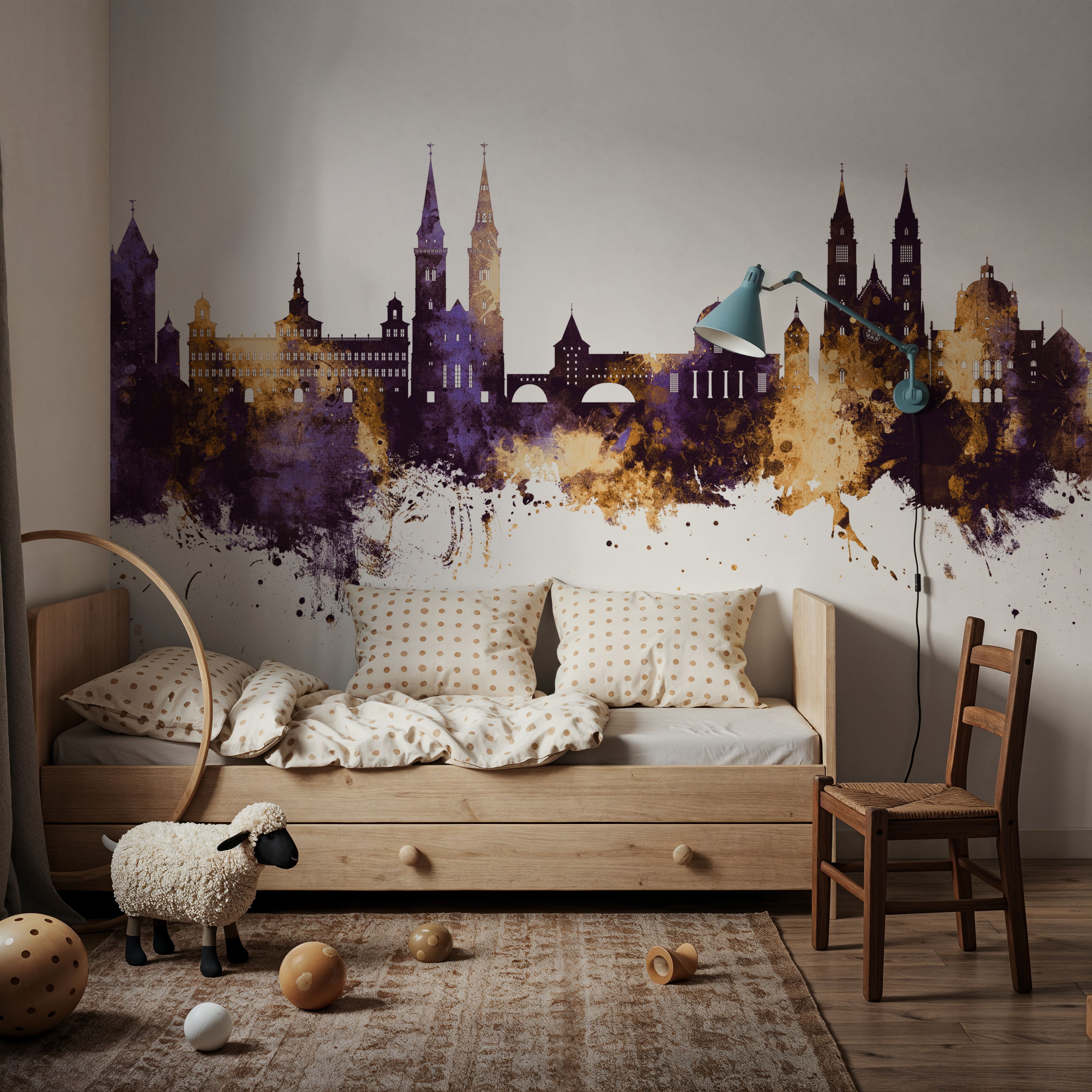 Nürnberg Germany Skyline Purple & Gold