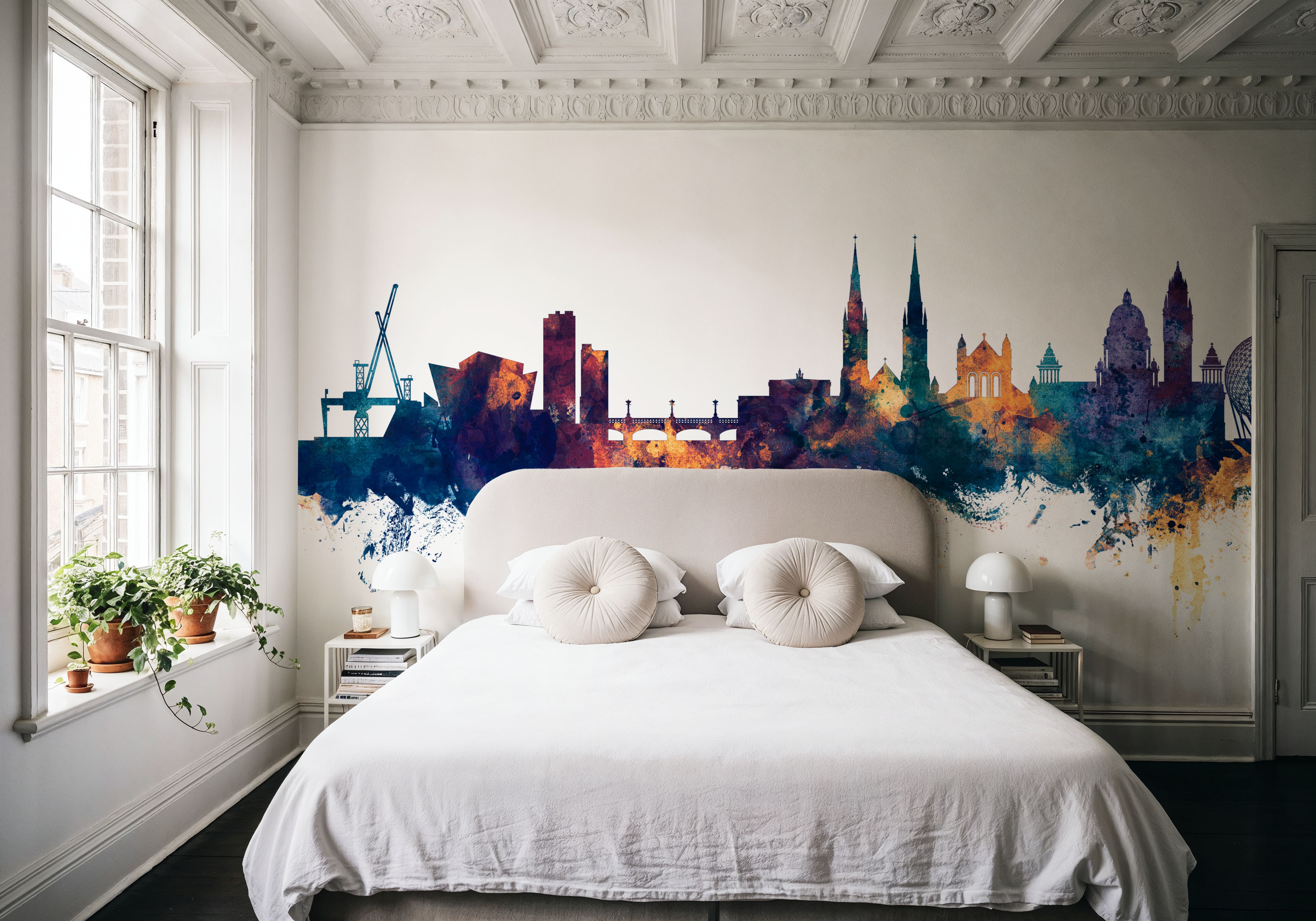 Belfast Northern Ireland Skyline Blue & Bronze, Wallpaper