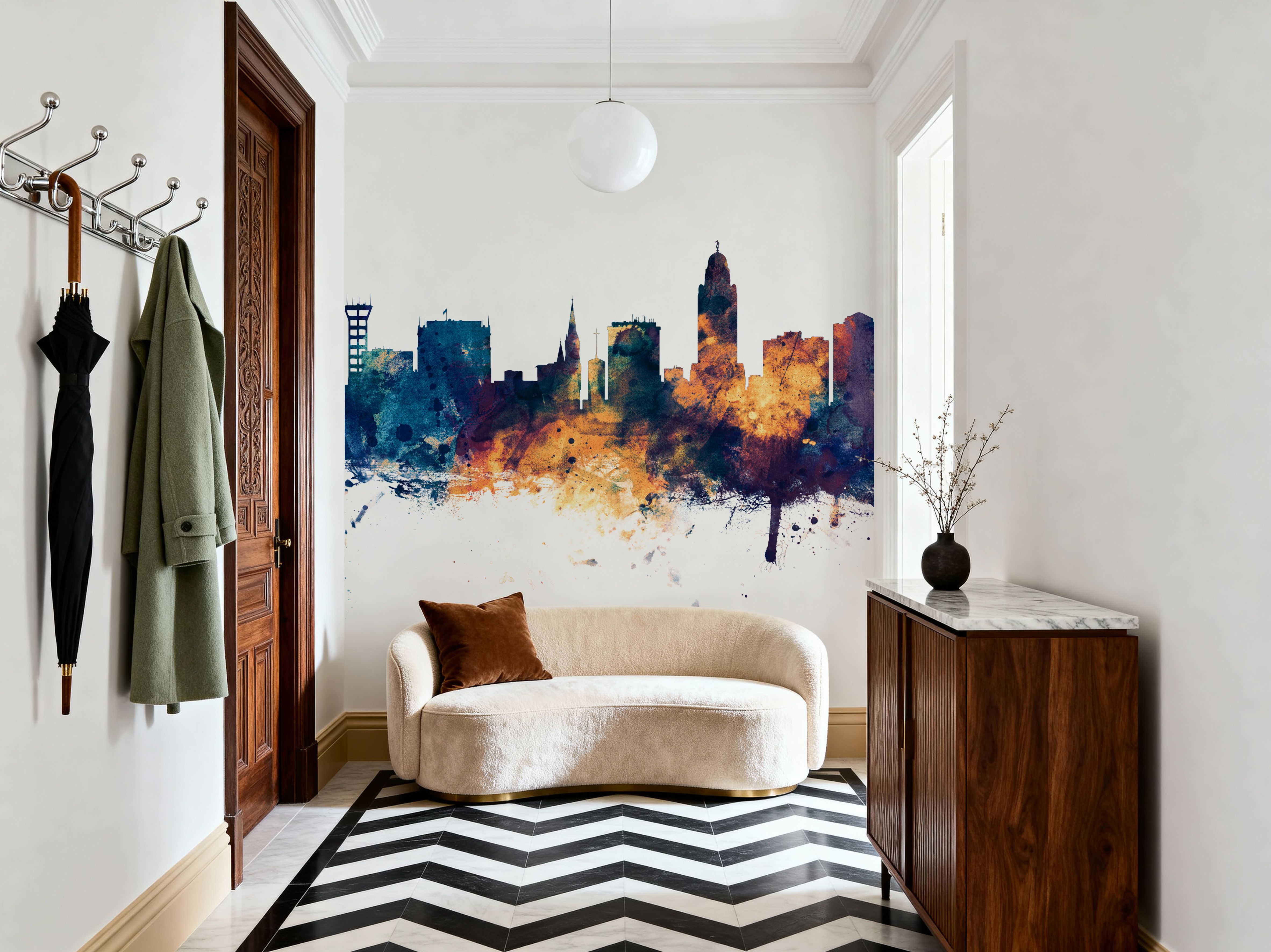 Lincoln Nebraska Skyline Blue & Bronze