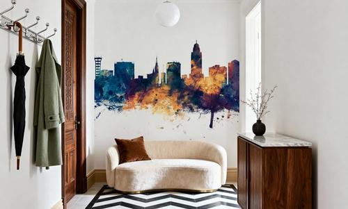 Lincoln Nebraska Skyline Blue & Bronze