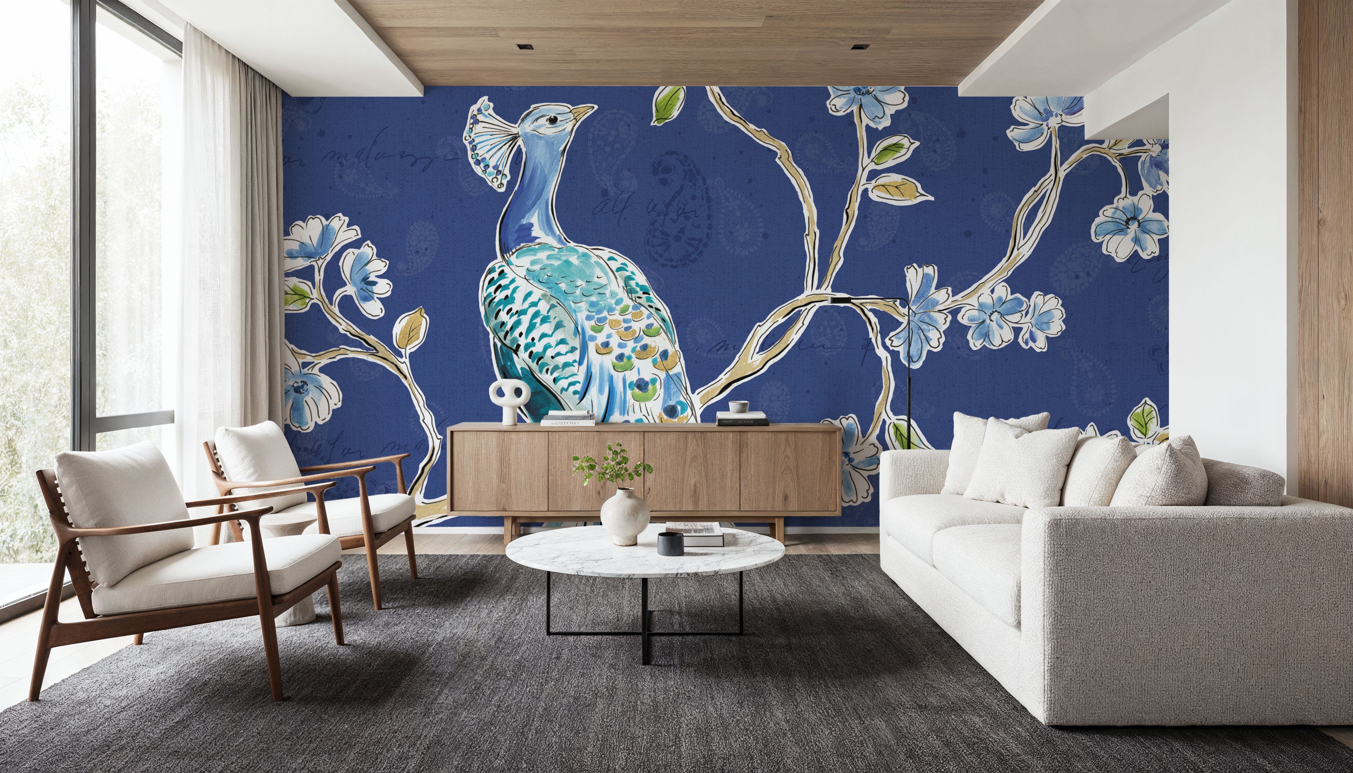 Peacock Allegory I Blue