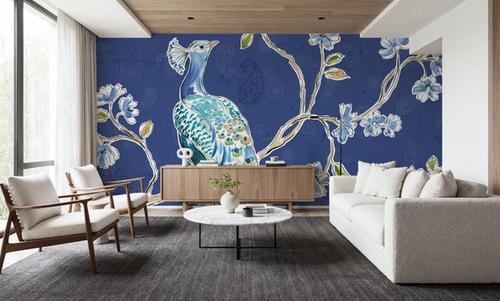 Peacock Allegory I Blue