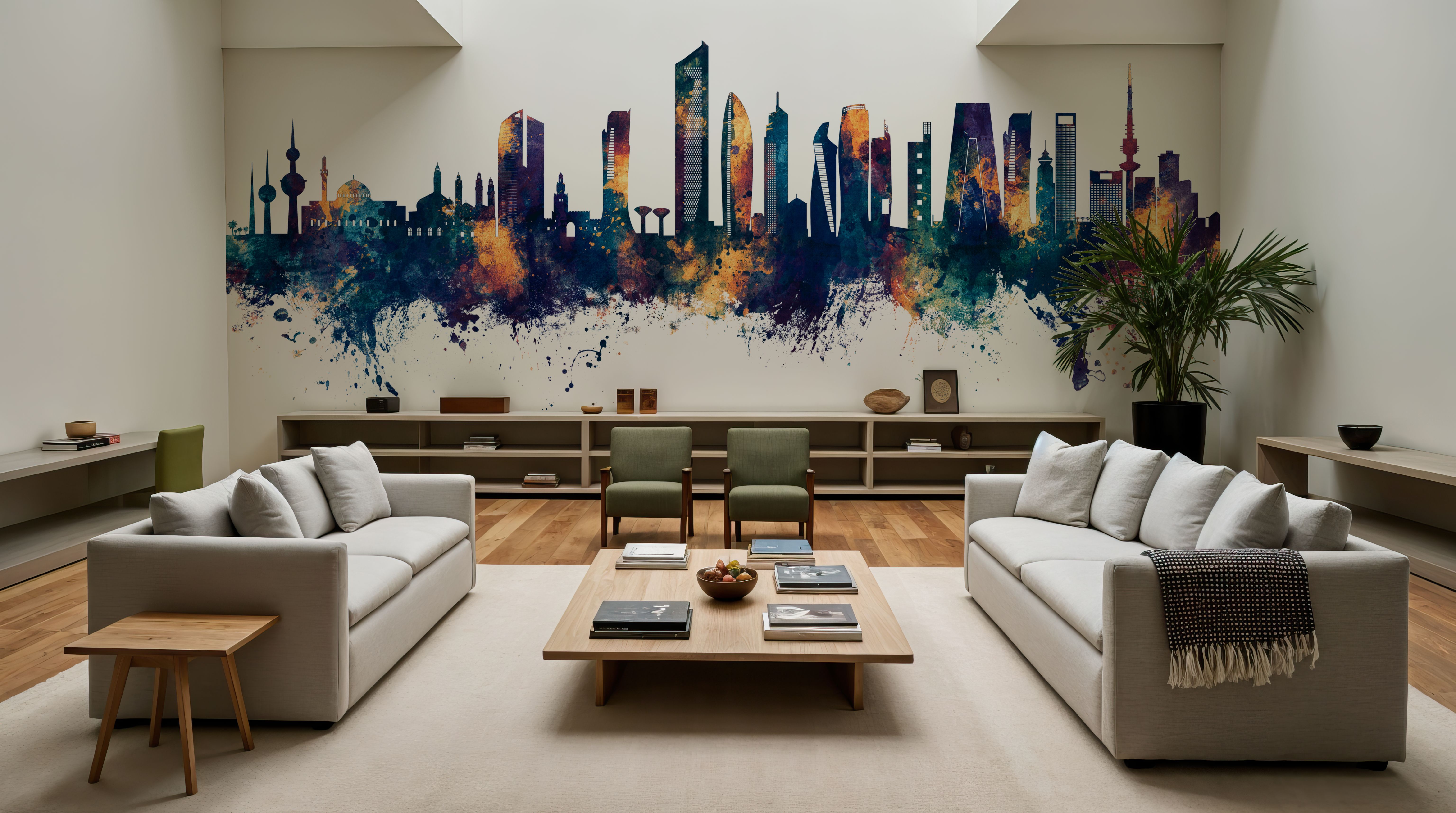 Kuwait City Skyline Blue & Bronze