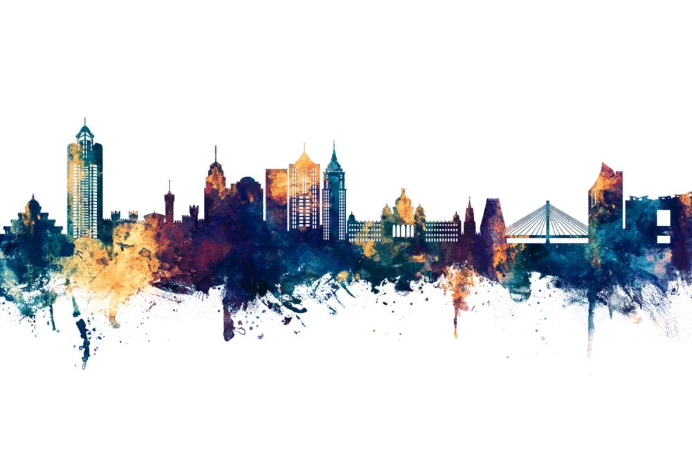 Bengaluru India Skyline Blue & Bronze