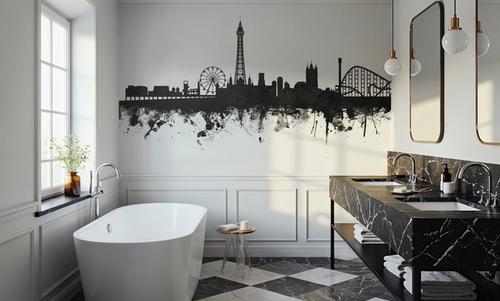 Blackpool England Skyline Black & White