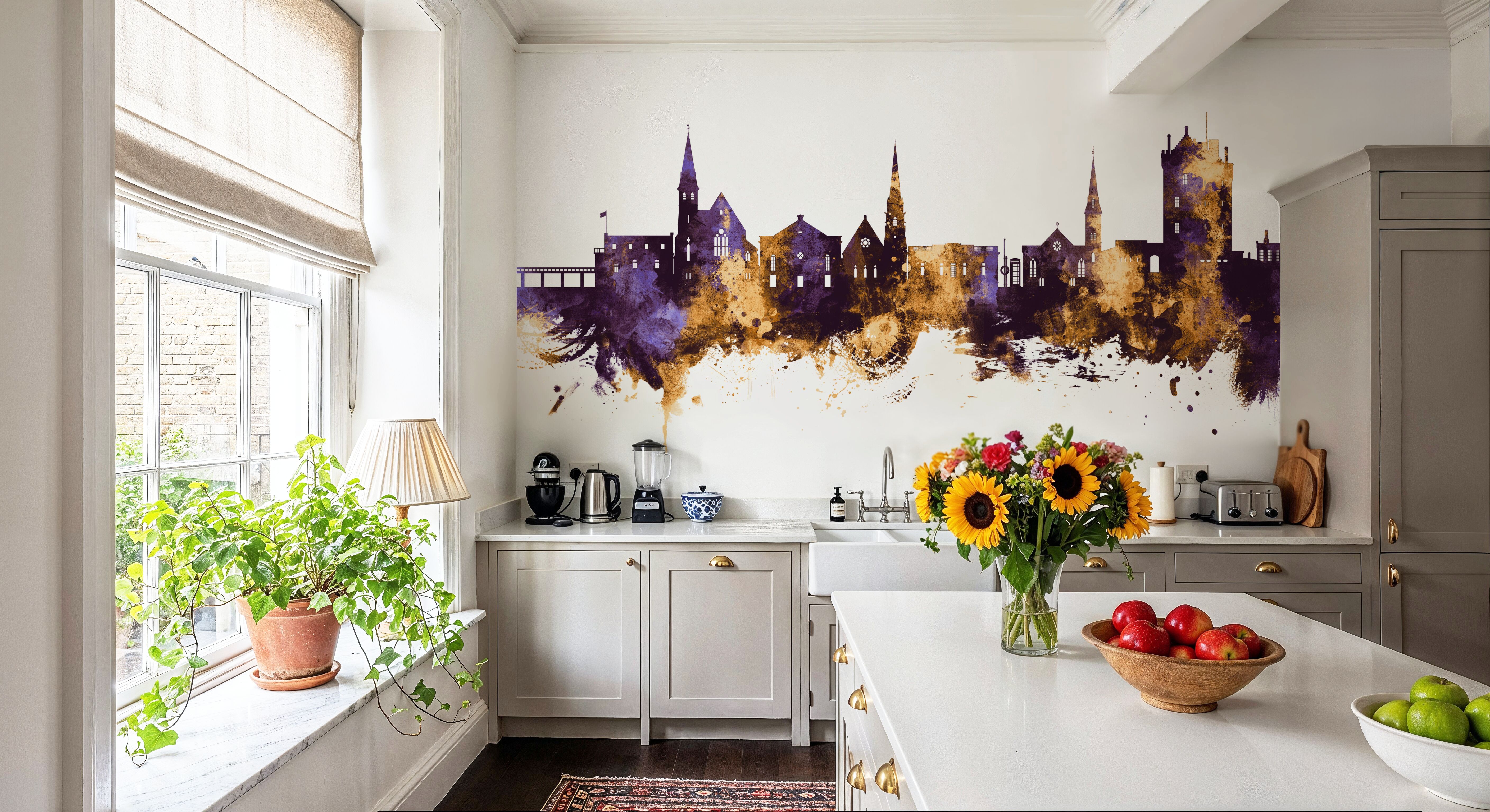 Broughty Ferry Scotland Skyline Purple & Gold