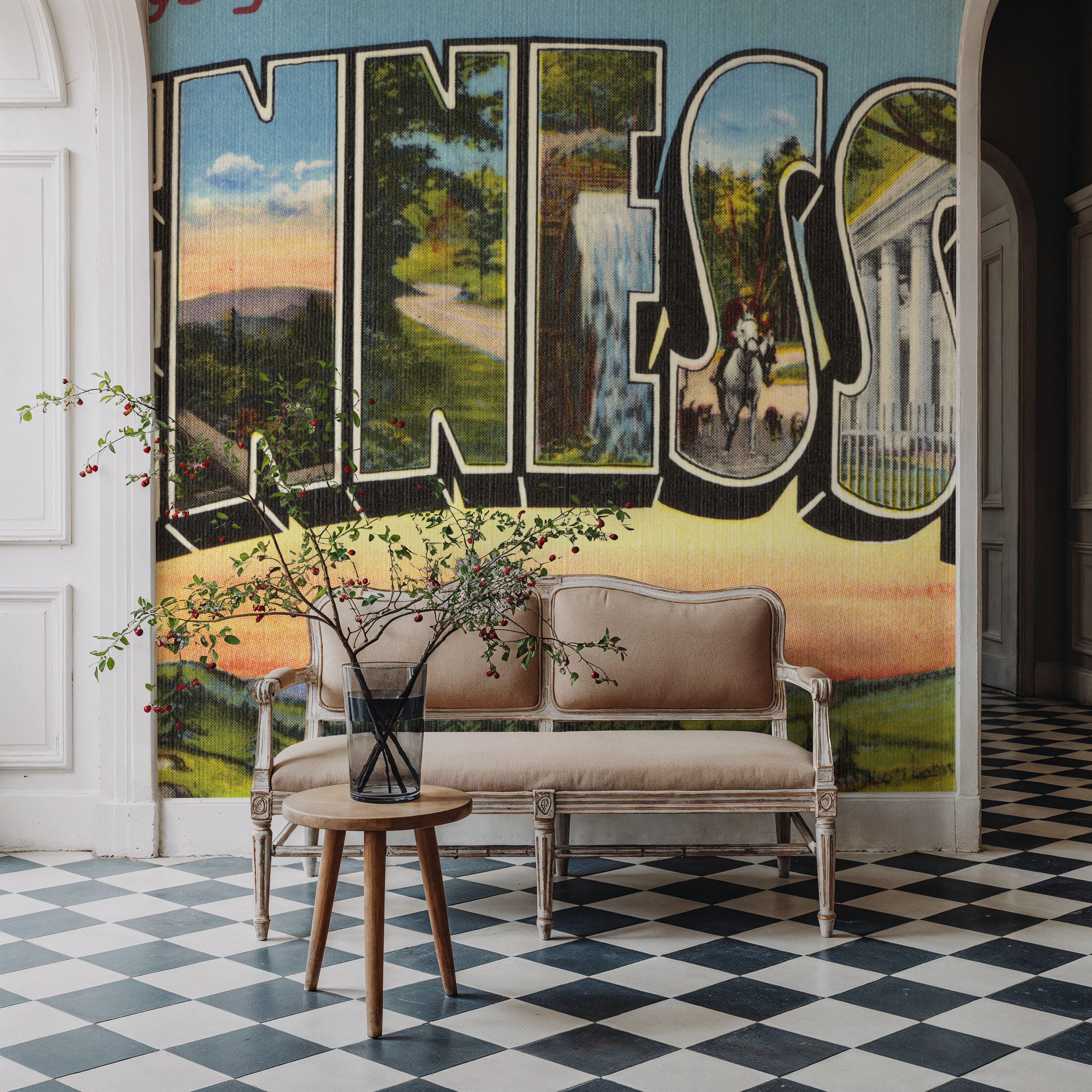 Greetings from Tennessee Landscape - Screenprint Postcard