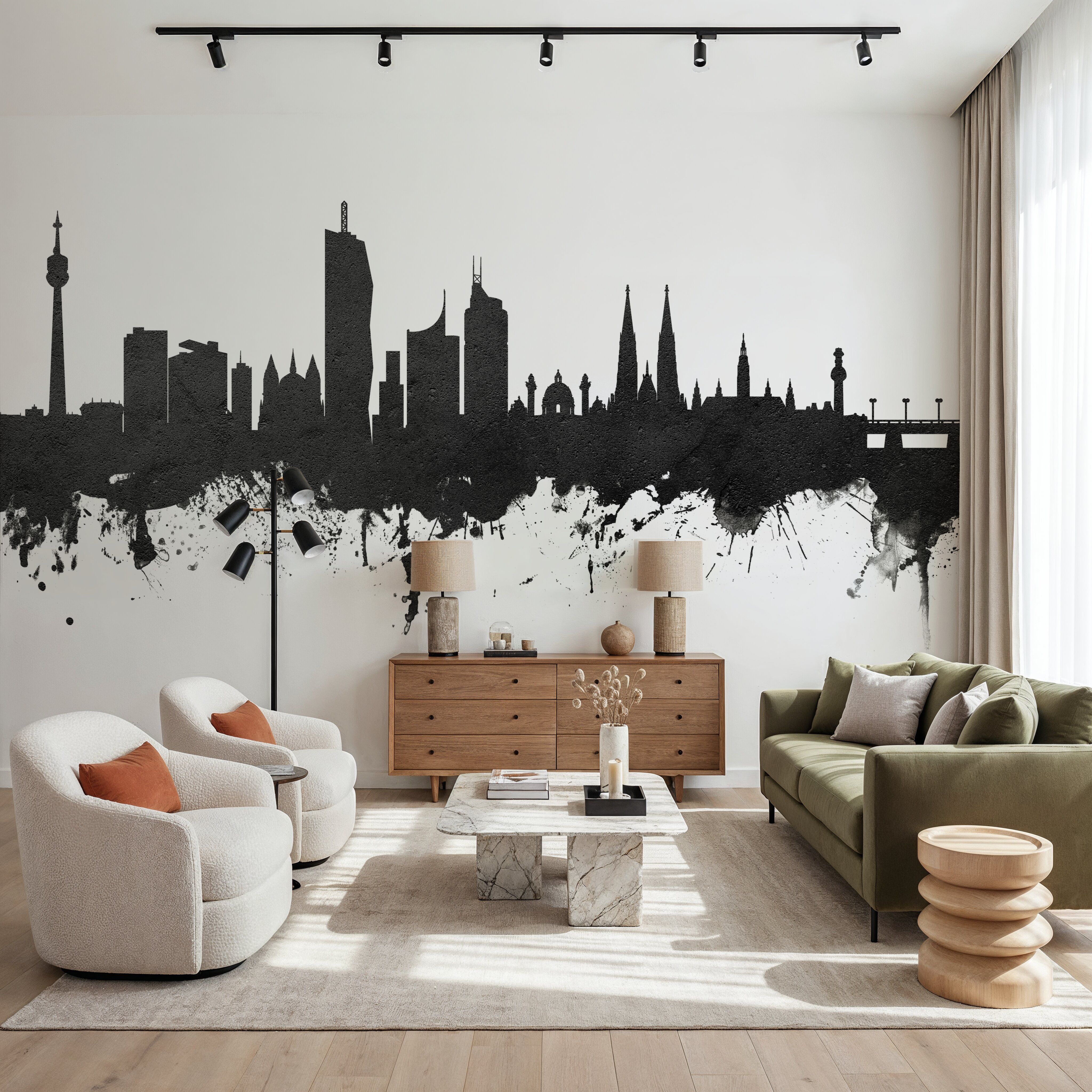 Vienna Austria Skyline Black & White