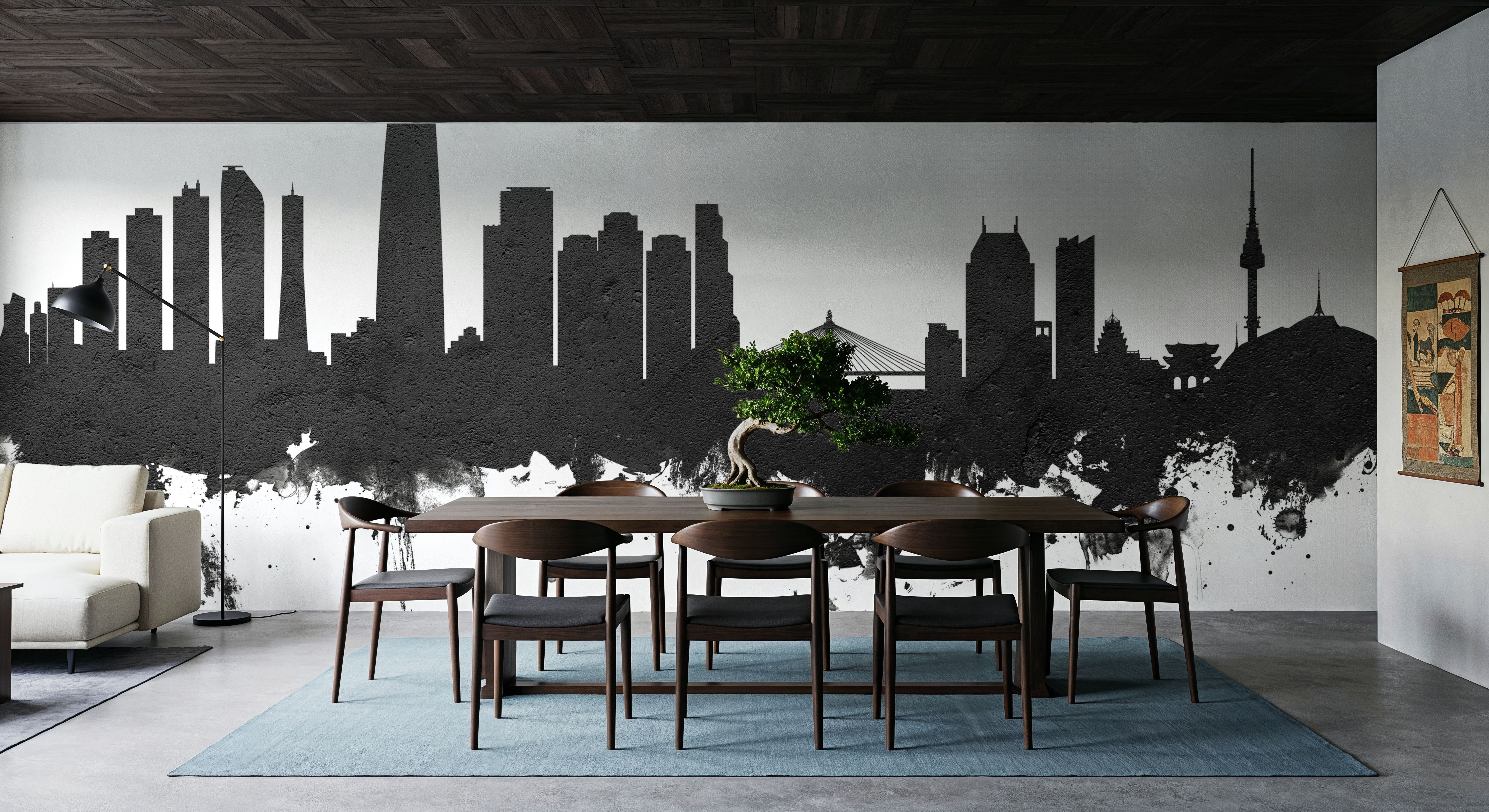 Seoul Skyline Black & White