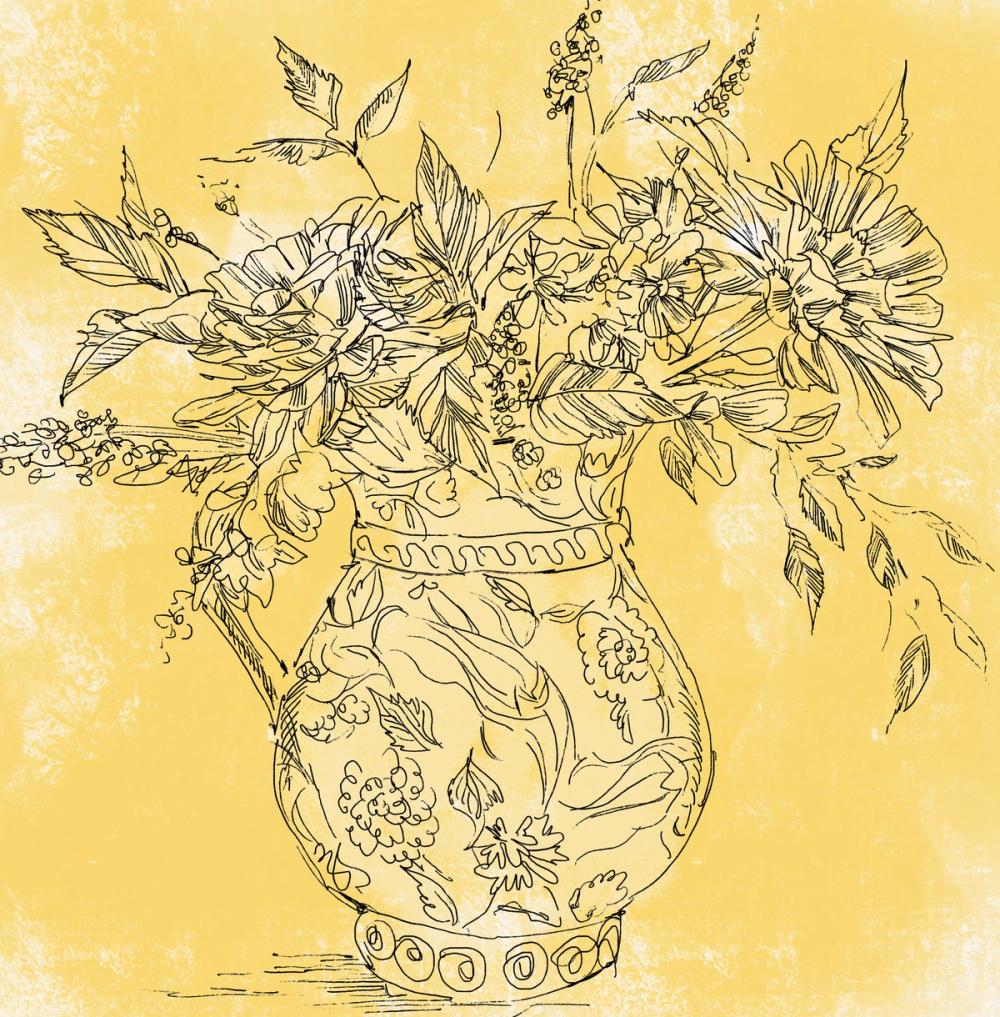 Zinnias in Pitcher Sketch