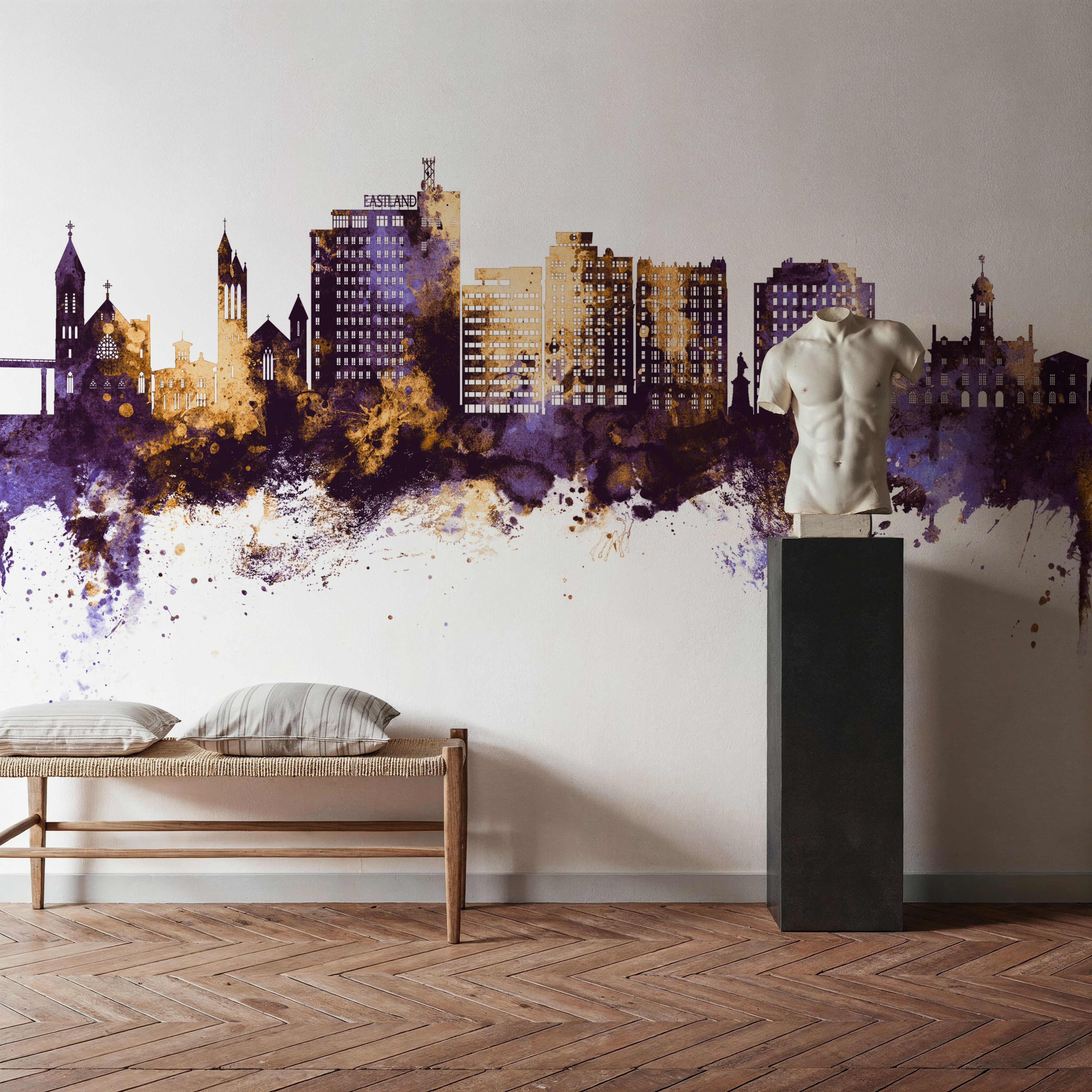 Portland Maine Skyline Purple & Gold
