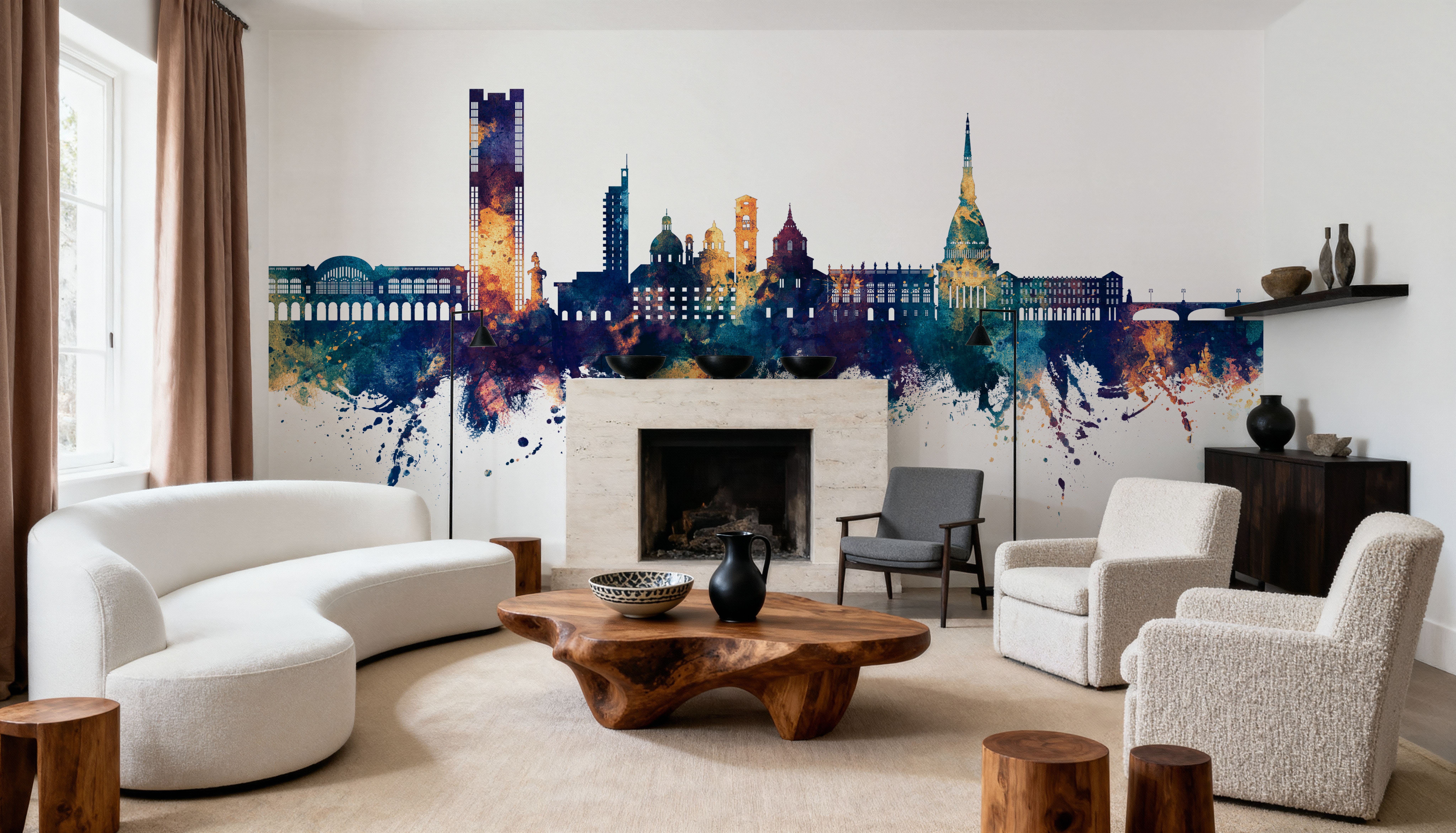 Turin Italy Blue & Bronze, Wallpaper