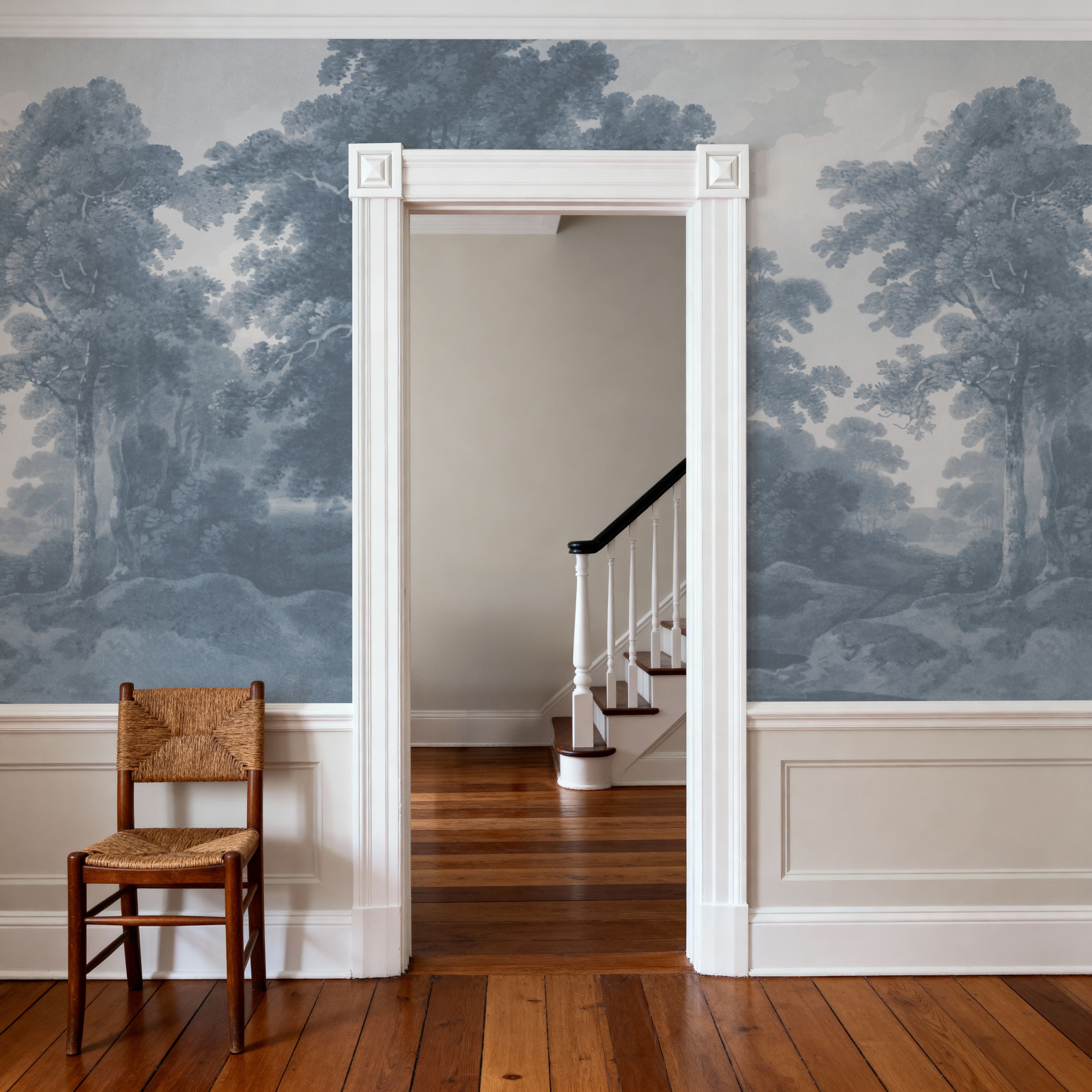 Historic Lands, Washed Blue, Wallpaper