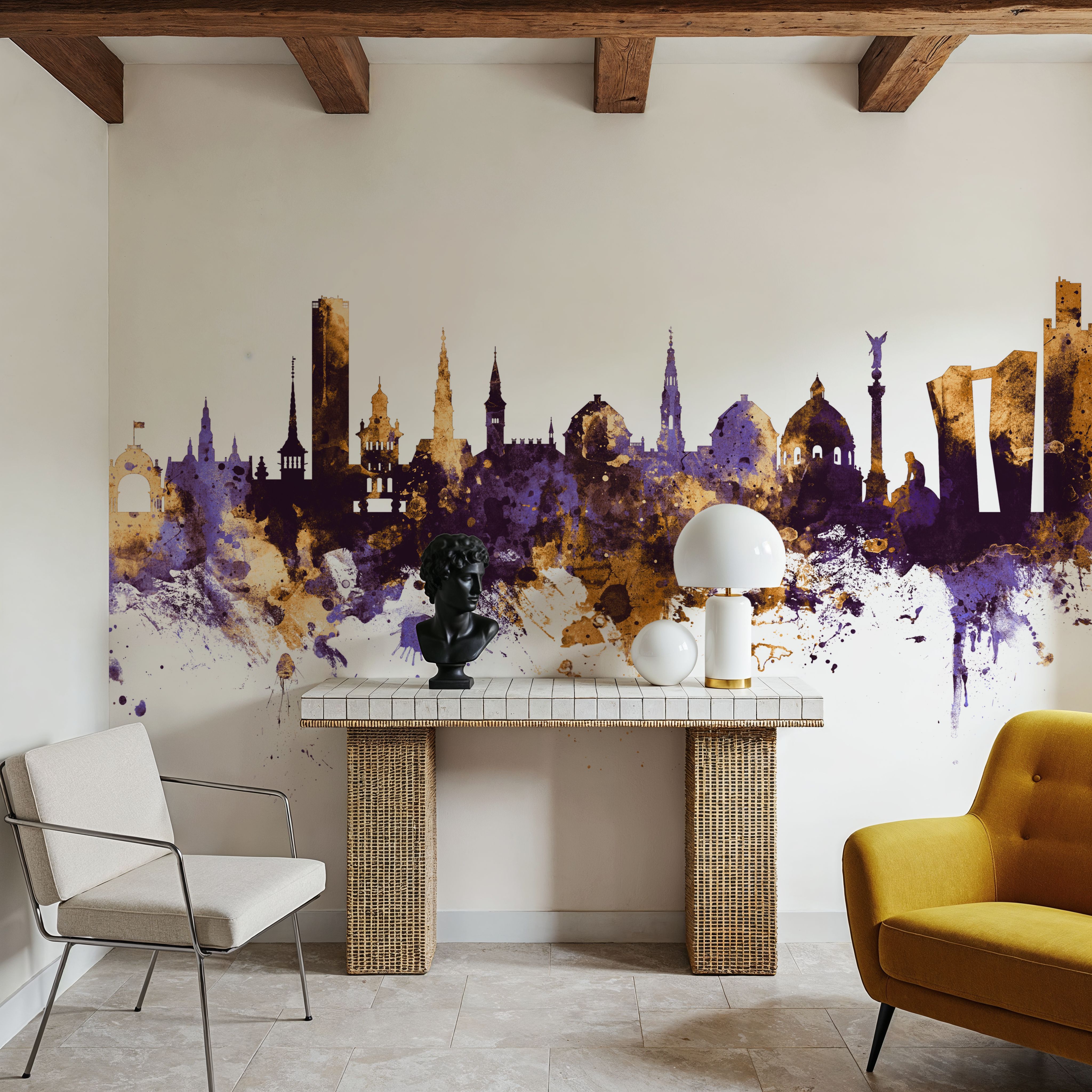 Copenhagen Skyline Purple & Gold