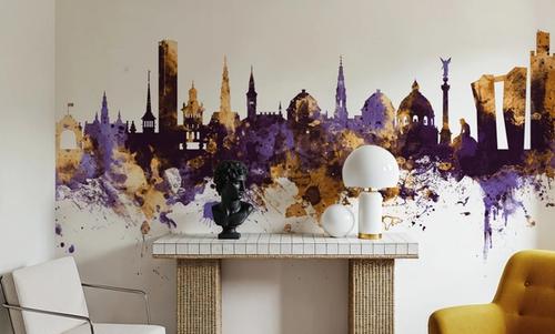 Copenhagen Skyline Purple & Gold