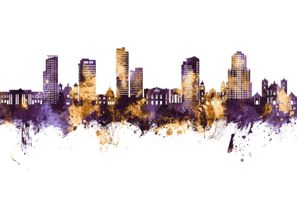 Tegucigalapa Honduras Skyline Purple & Gold