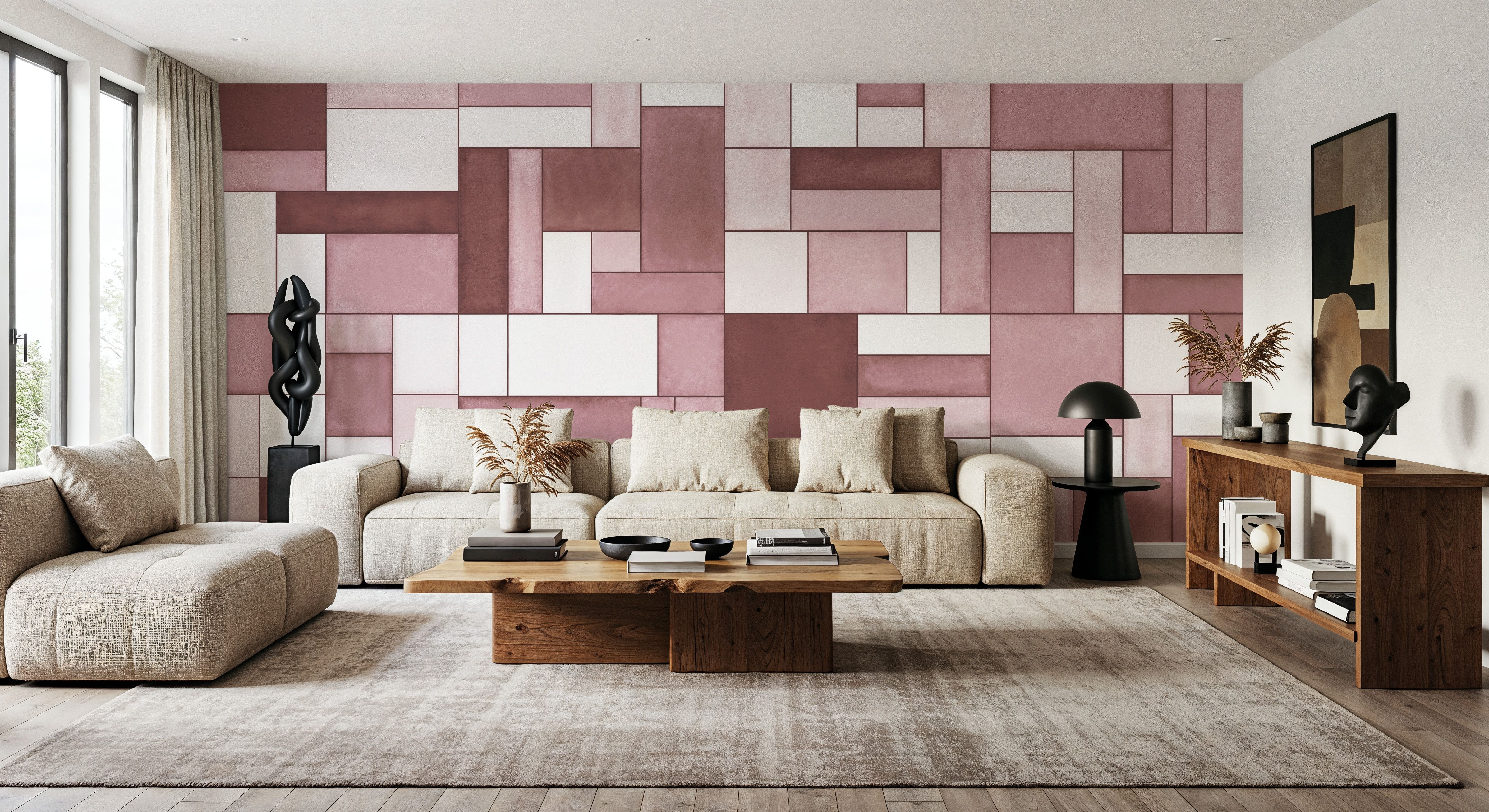 Blocks R Rose Spectrum Blocks, Rose wallpaper mural 100% PVC-free and non-toxic