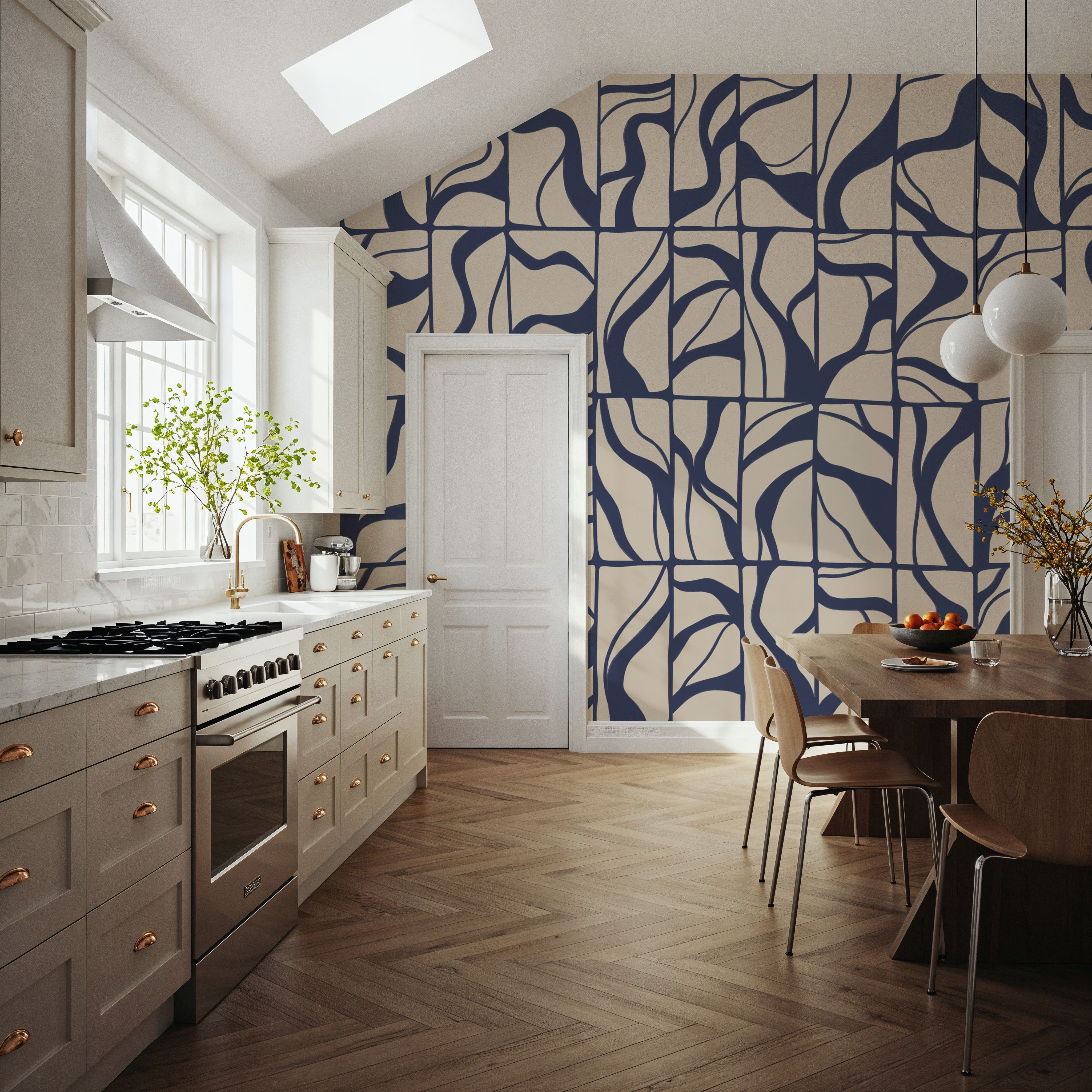Linear Drift, Marine & Beige