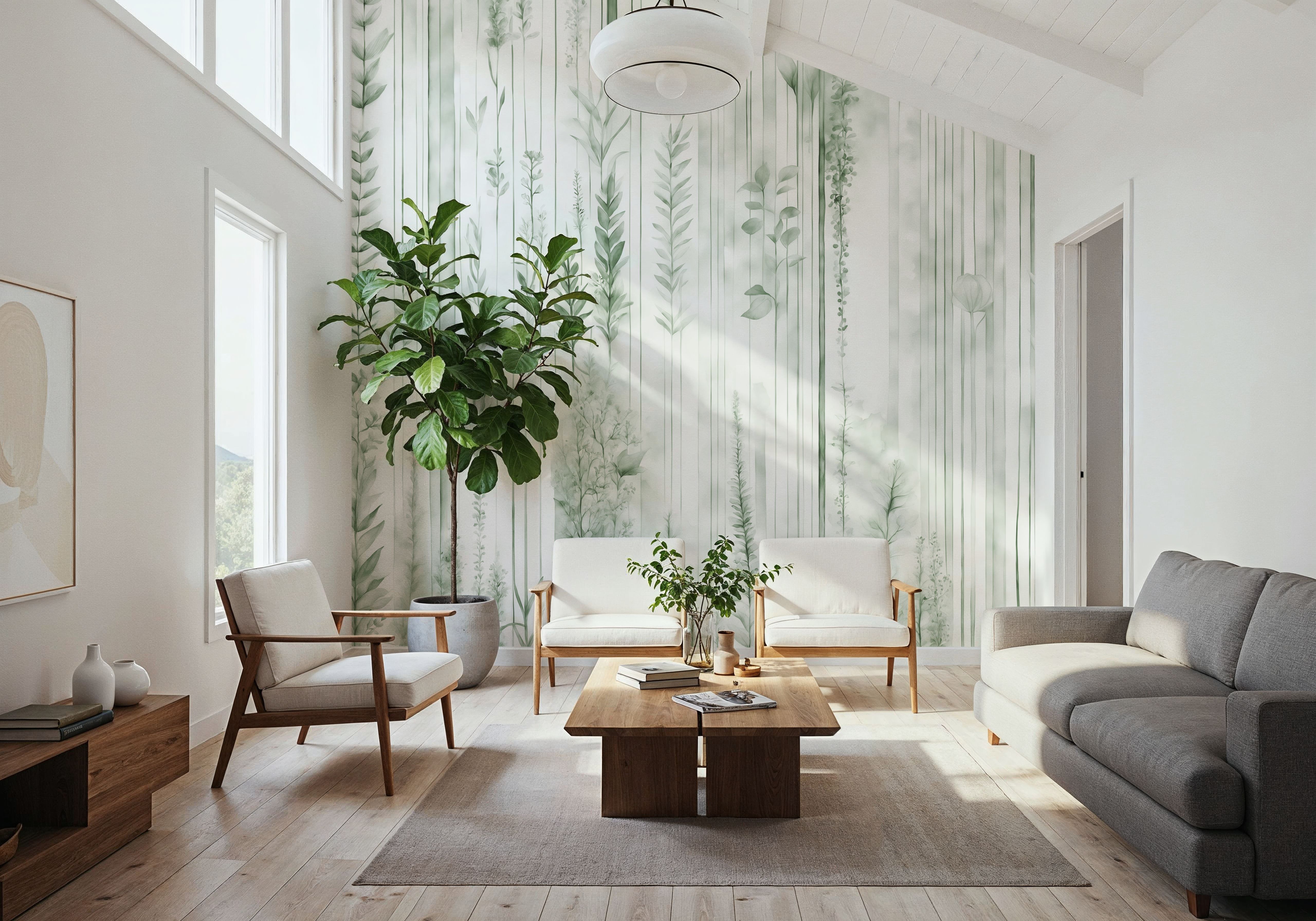 Botanical Wall Green, Wallpaper