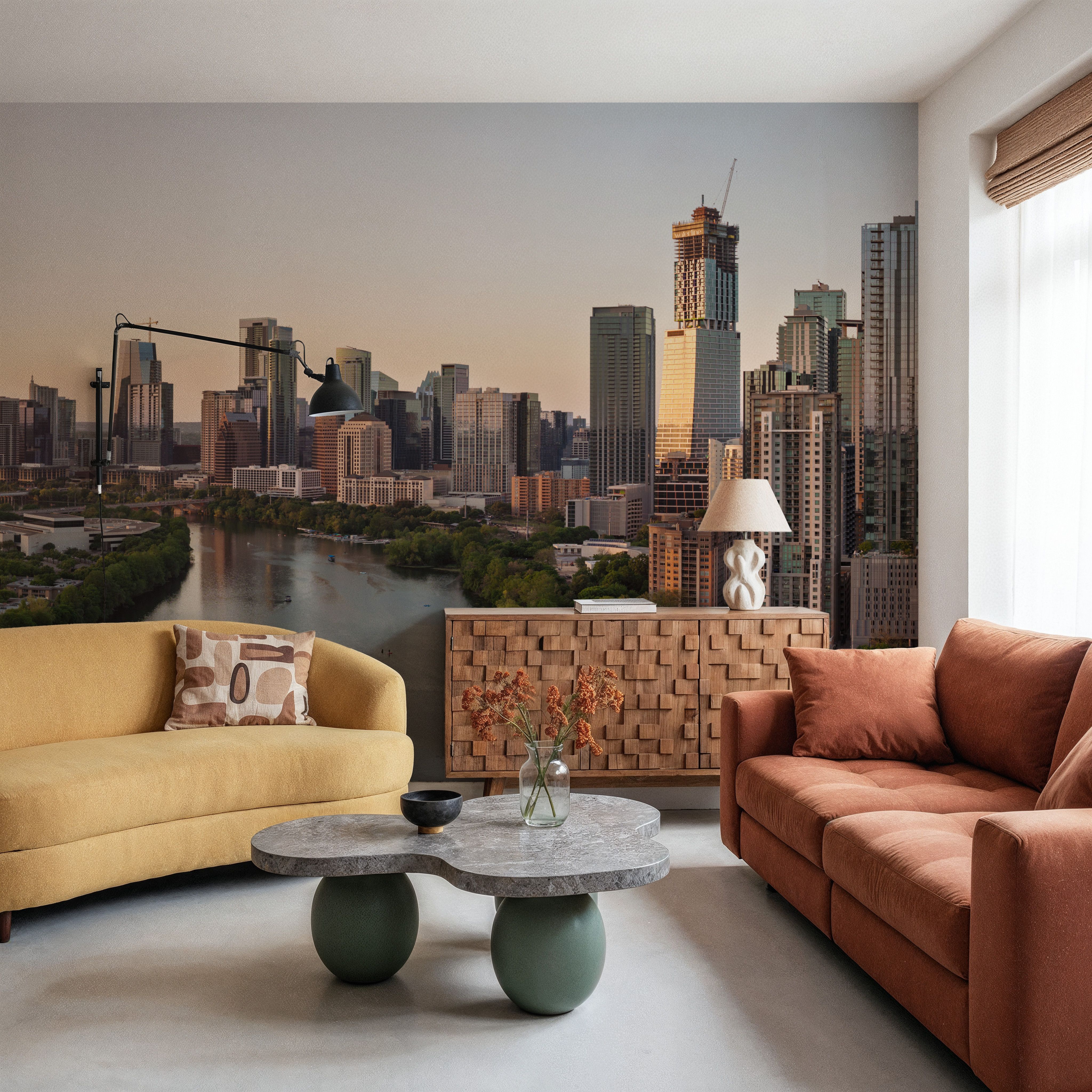 Riverside Skyscrapers Golden Metropolis