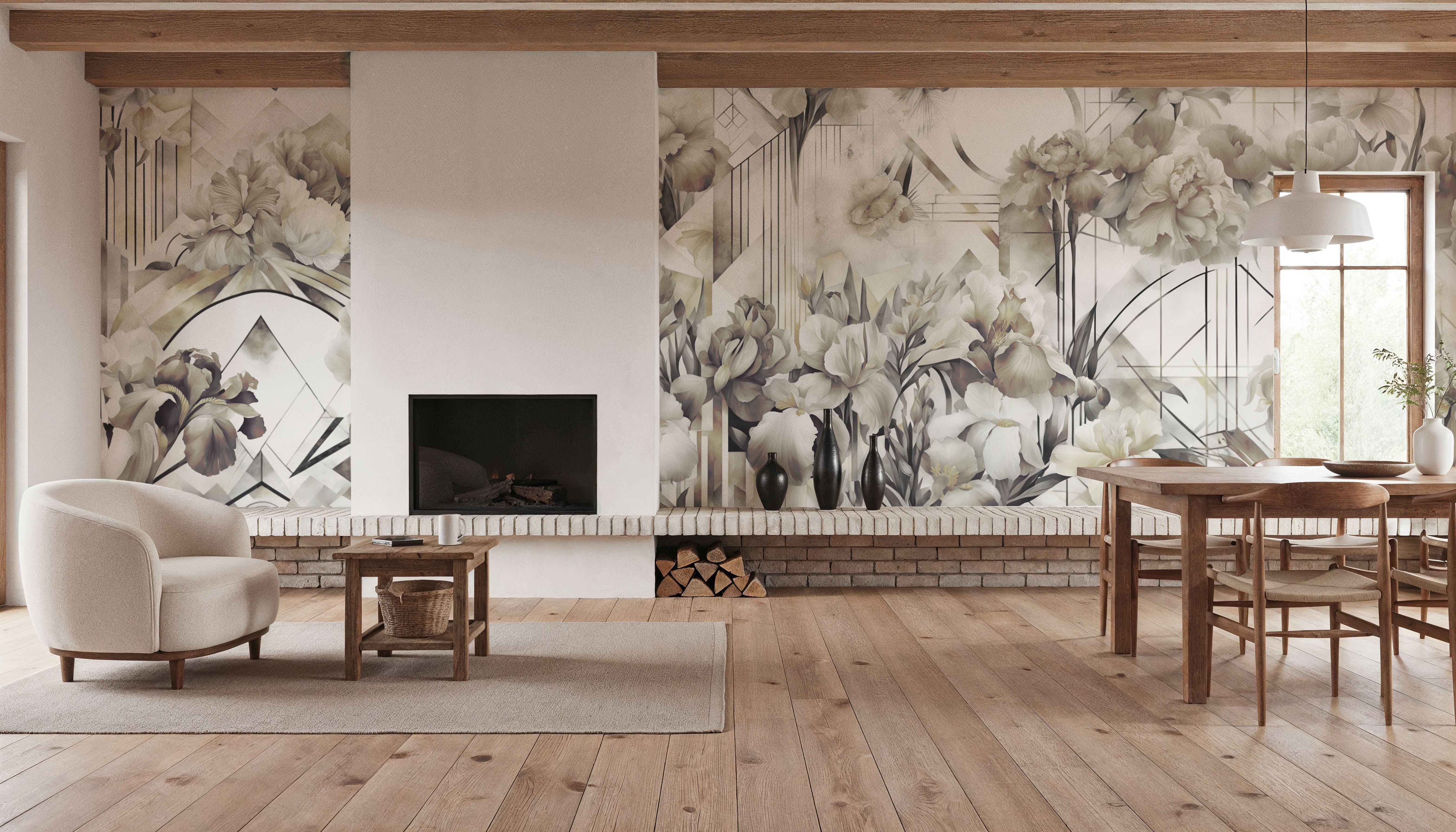 Watercolor Irises Green, Wallpaper