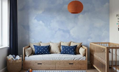 Painted Dreamy Clouds, Bright Blue