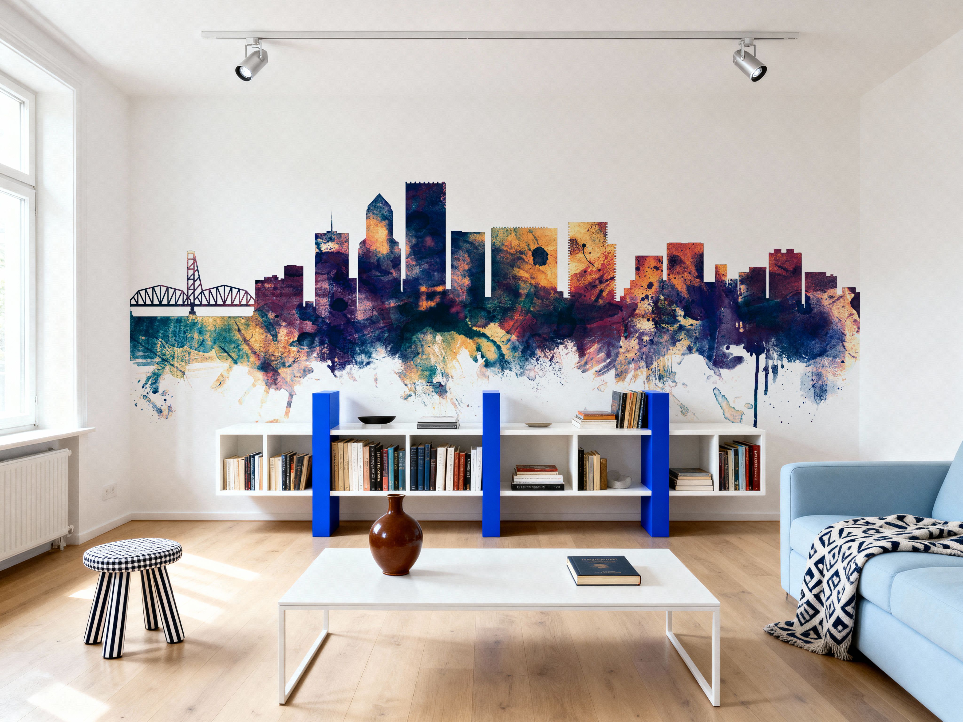 Portland Oregon Skyline Blue & Bronze