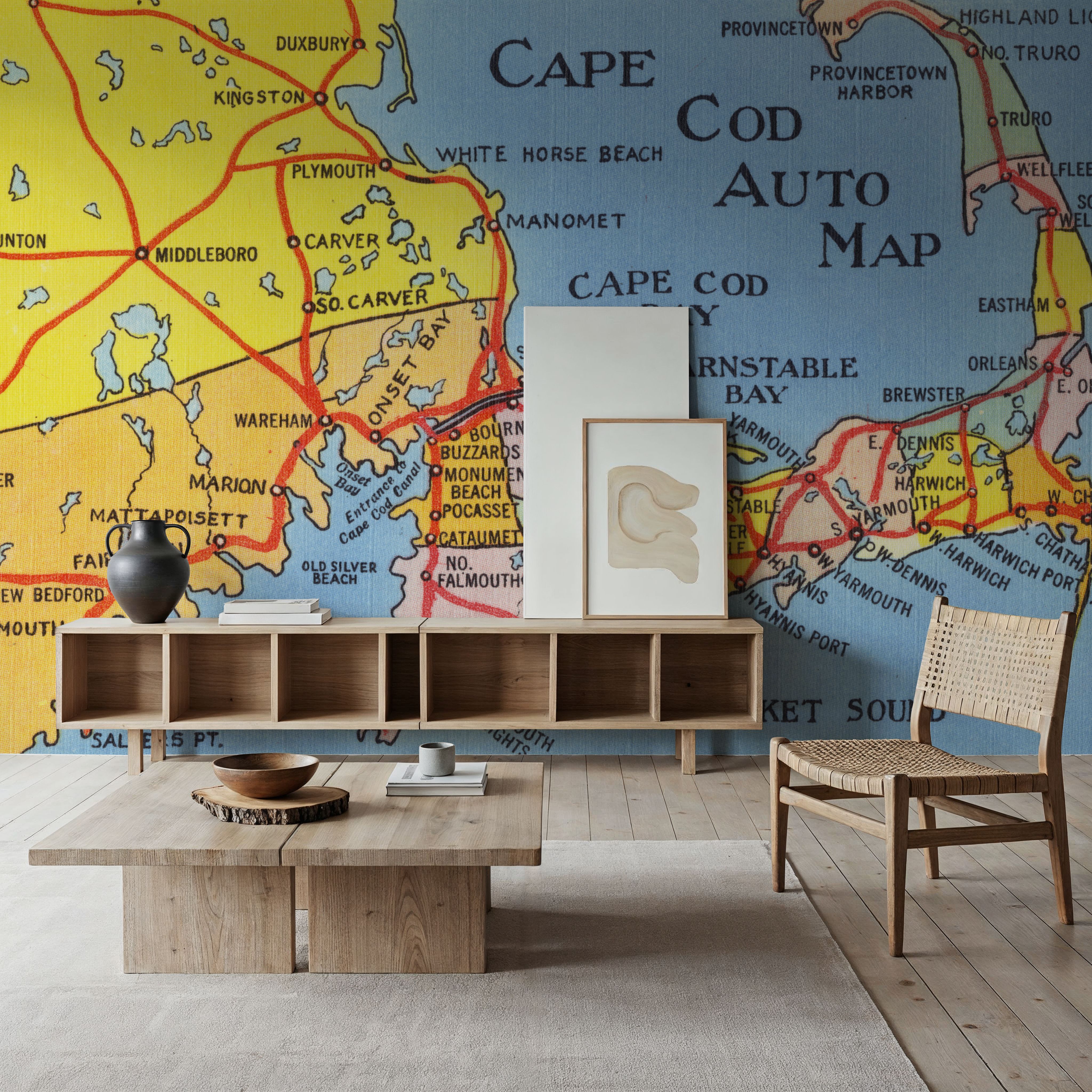 Greetings from Cape Cod Map - Screenprint Postcard