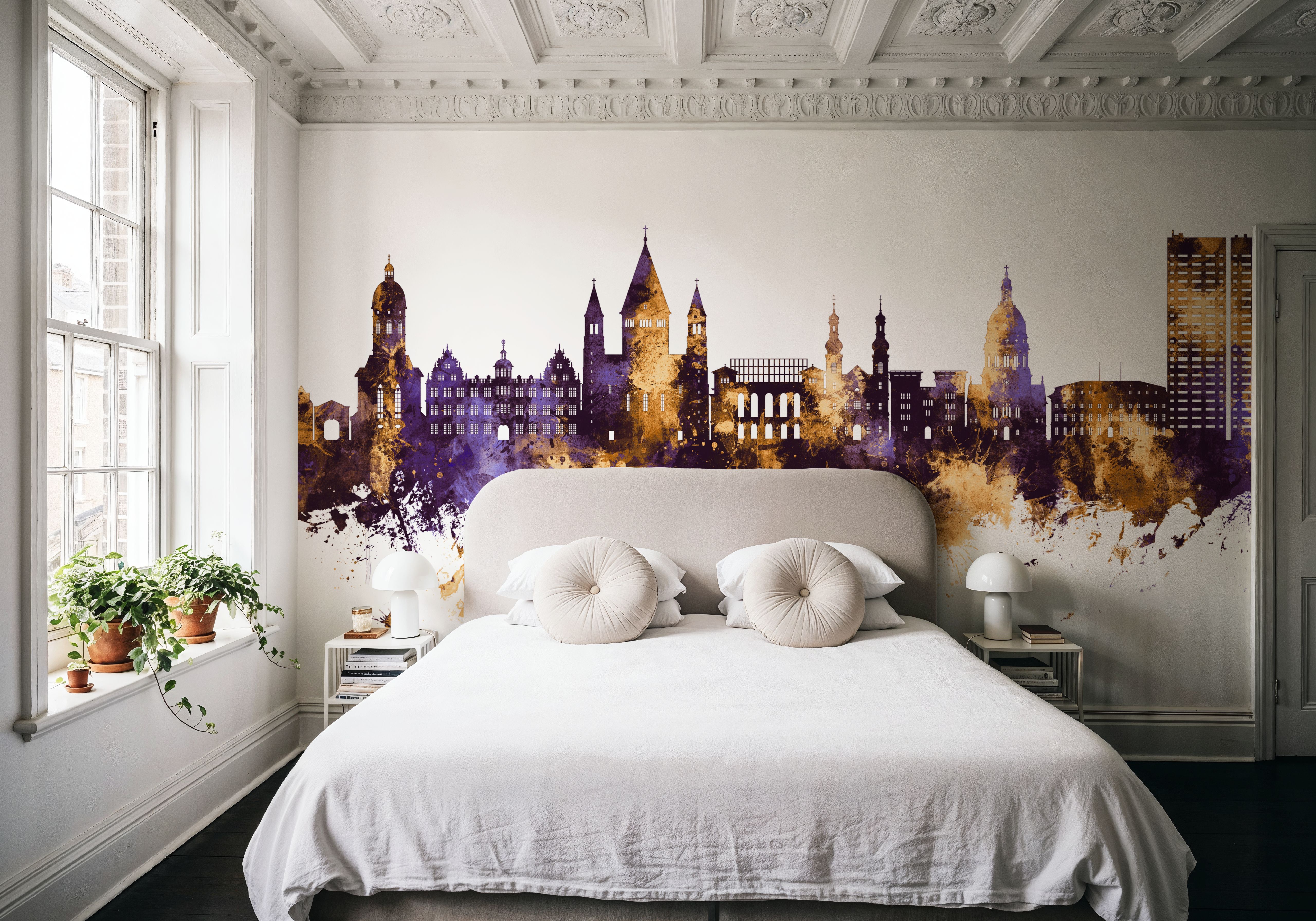 Mainz Germany Skyline Purple & Gold