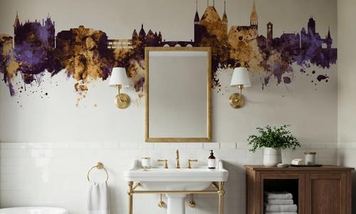 Thun Switzerland Skyline Purple & Gold